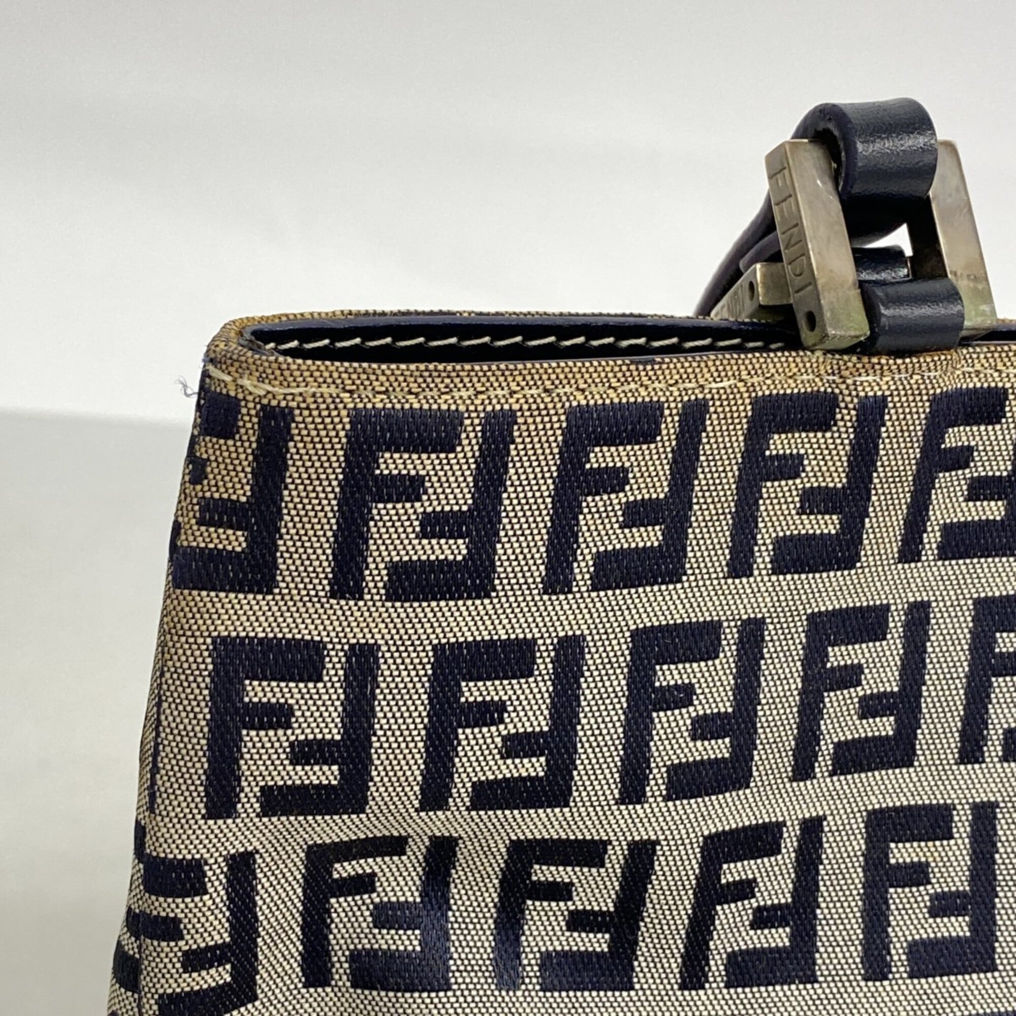 Fendi Gray Navy Nylon Canvas Tote Bag (Pre-Owned)