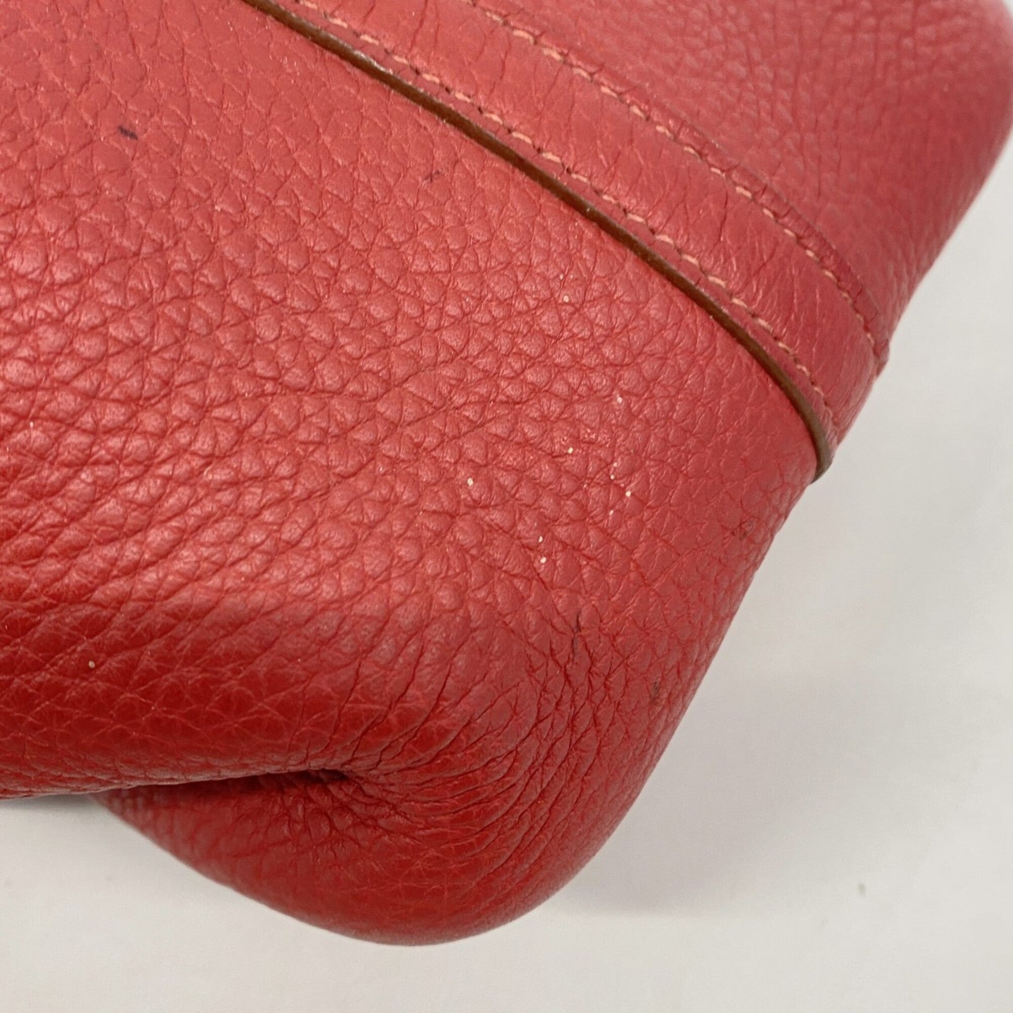 Hermes Rouge Casaque Taurillon Clemence Leather Handbag (Pre-Owned)
