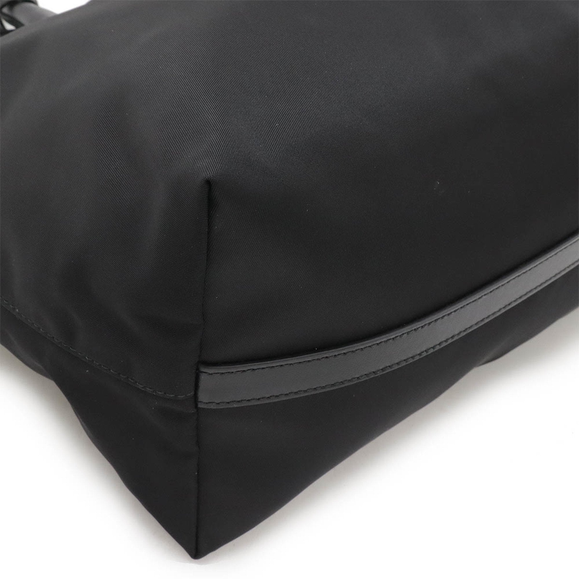 Prada Black Nero Nylon Leather Handbag Shoulder Bag Tote Bag (Pre-Owned)