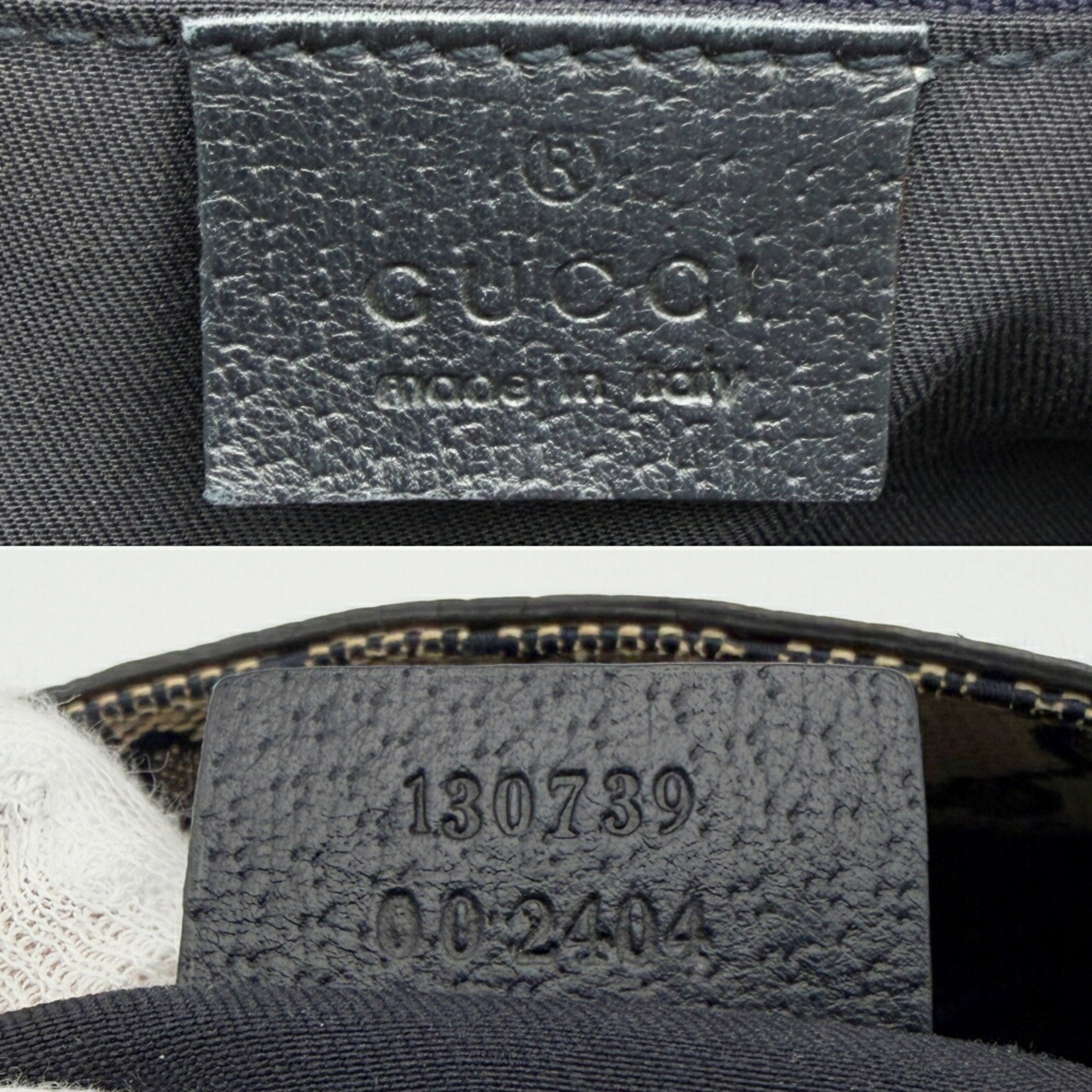 Gucci Navy Leather Canvas Tote Bag (Pre-Owned)