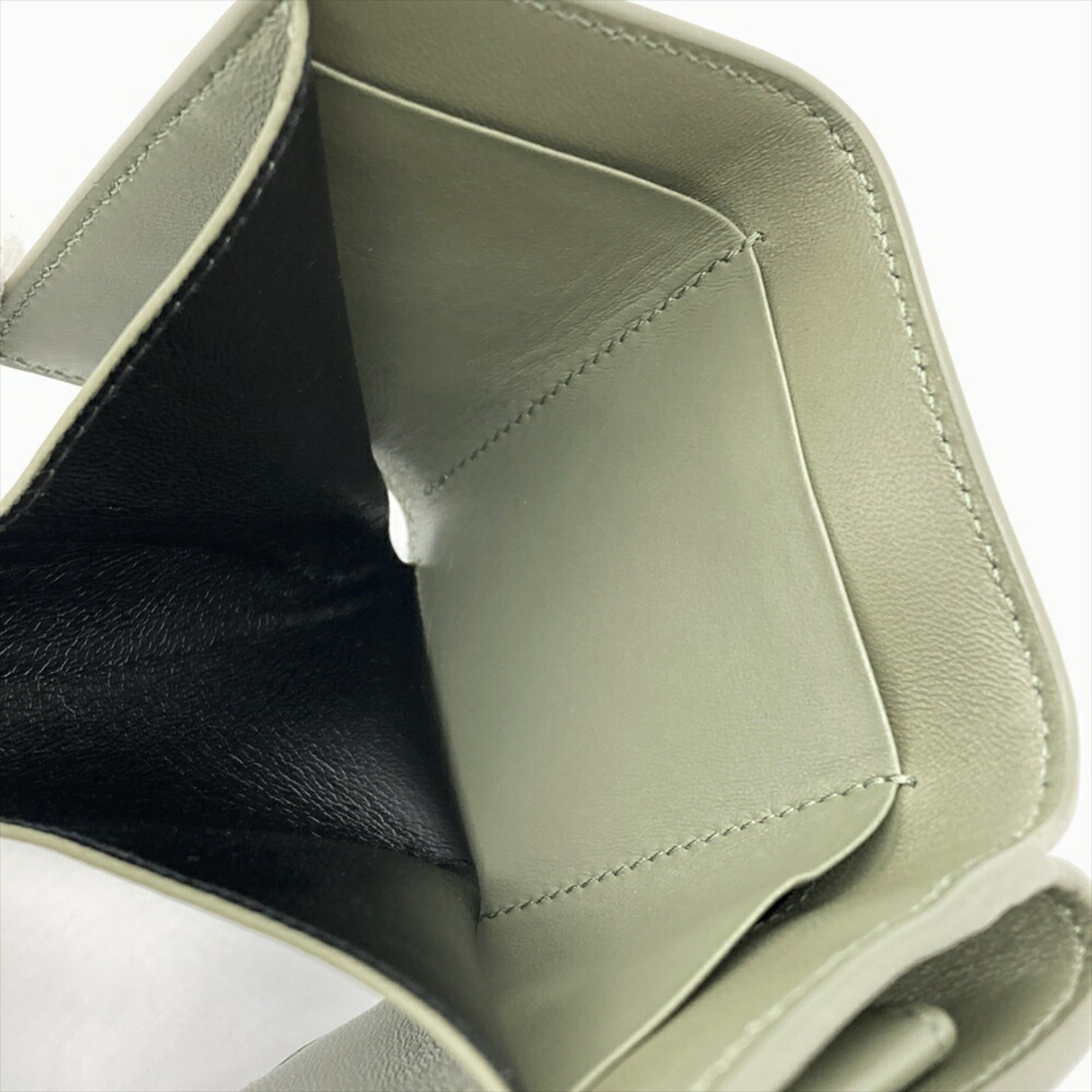 Saint Laurent Khaki Leather Wallet (Tri-Fold) (Pre-Owned)