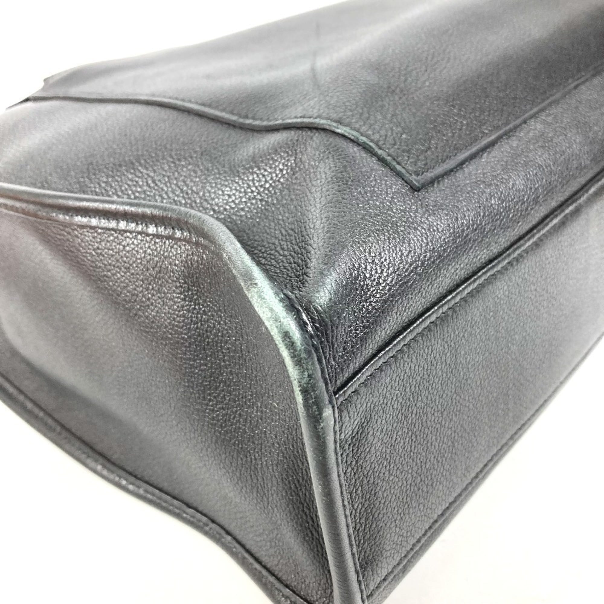 Hermes Black Leather Handbag Tote Bag (Pre-Owned)