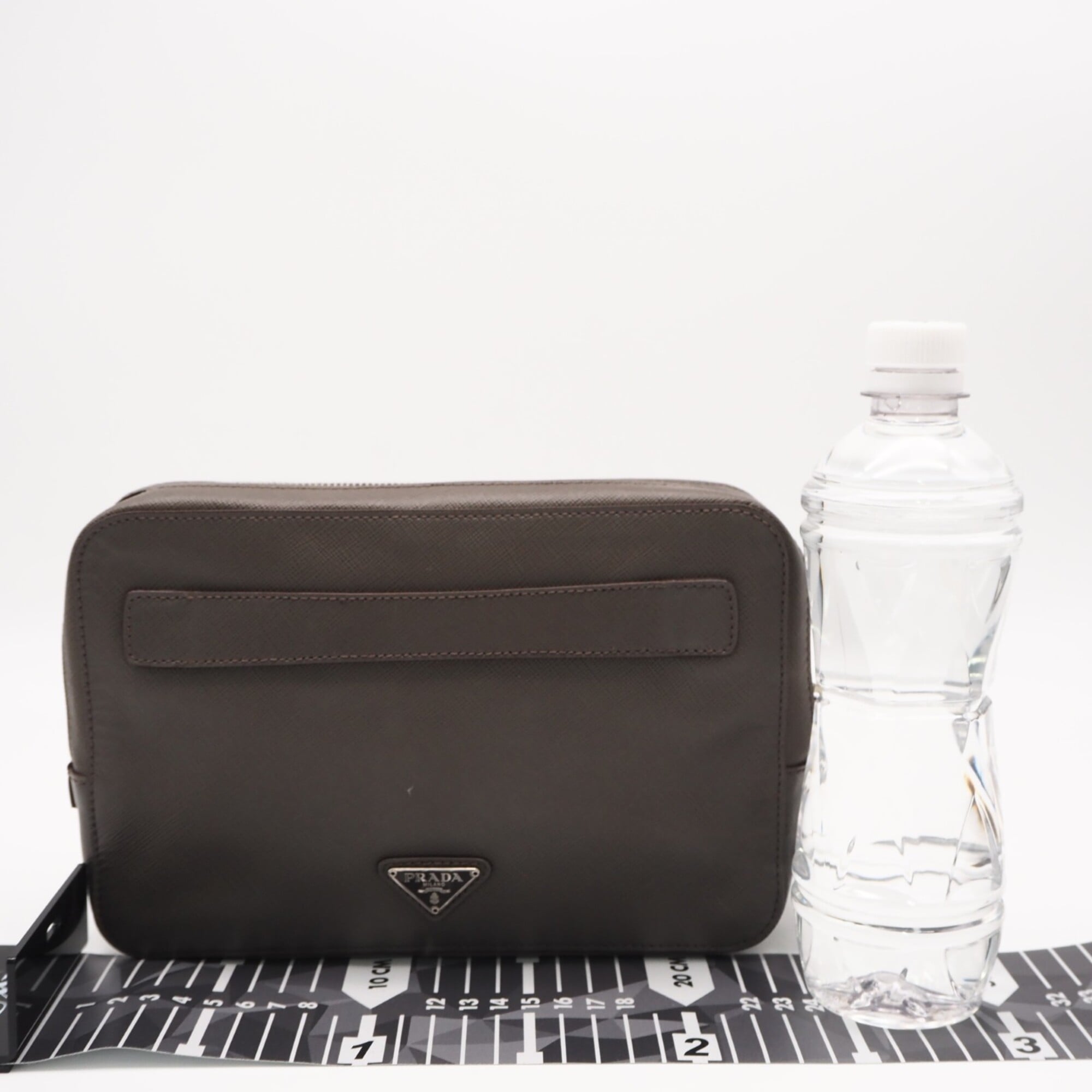 Prada Saffiano Grayish Saffiano Clutch Bag (Pre-Owned)