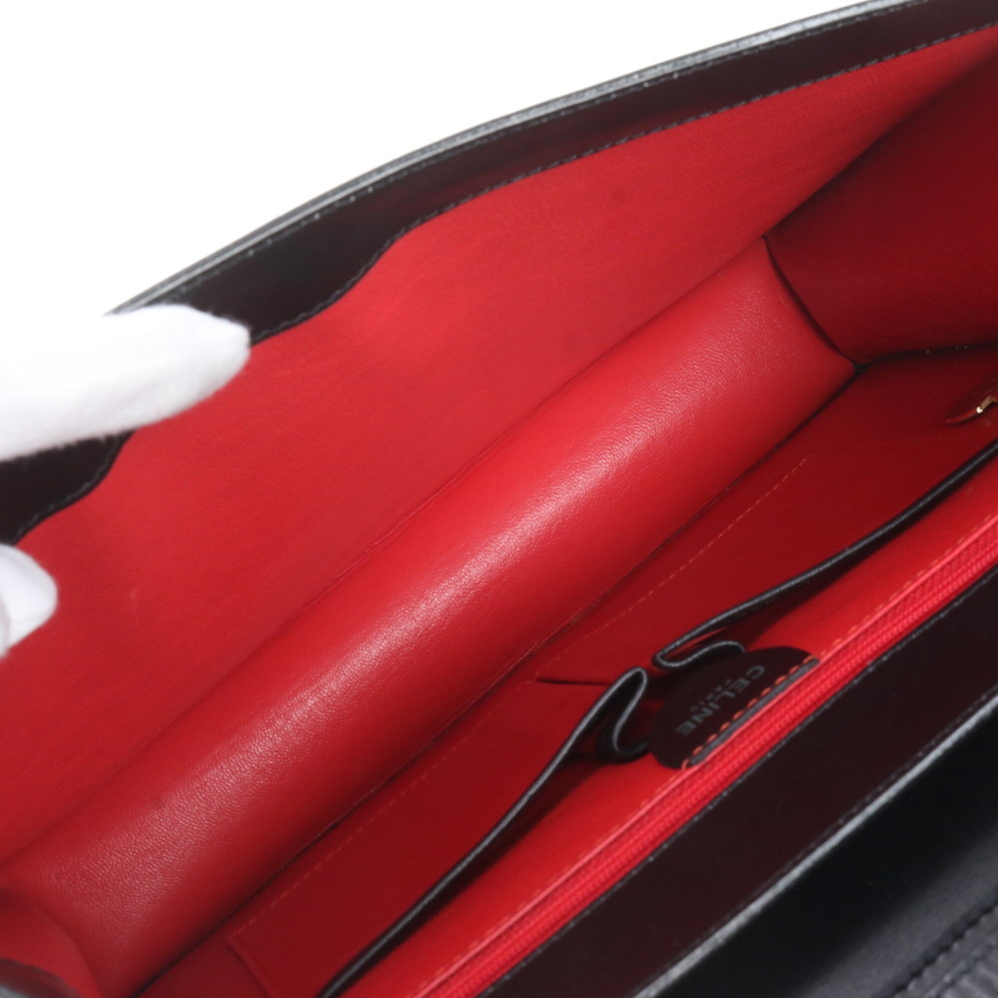 Celine Black Red Color Leather Shoulder Bag (Pre-Owned)