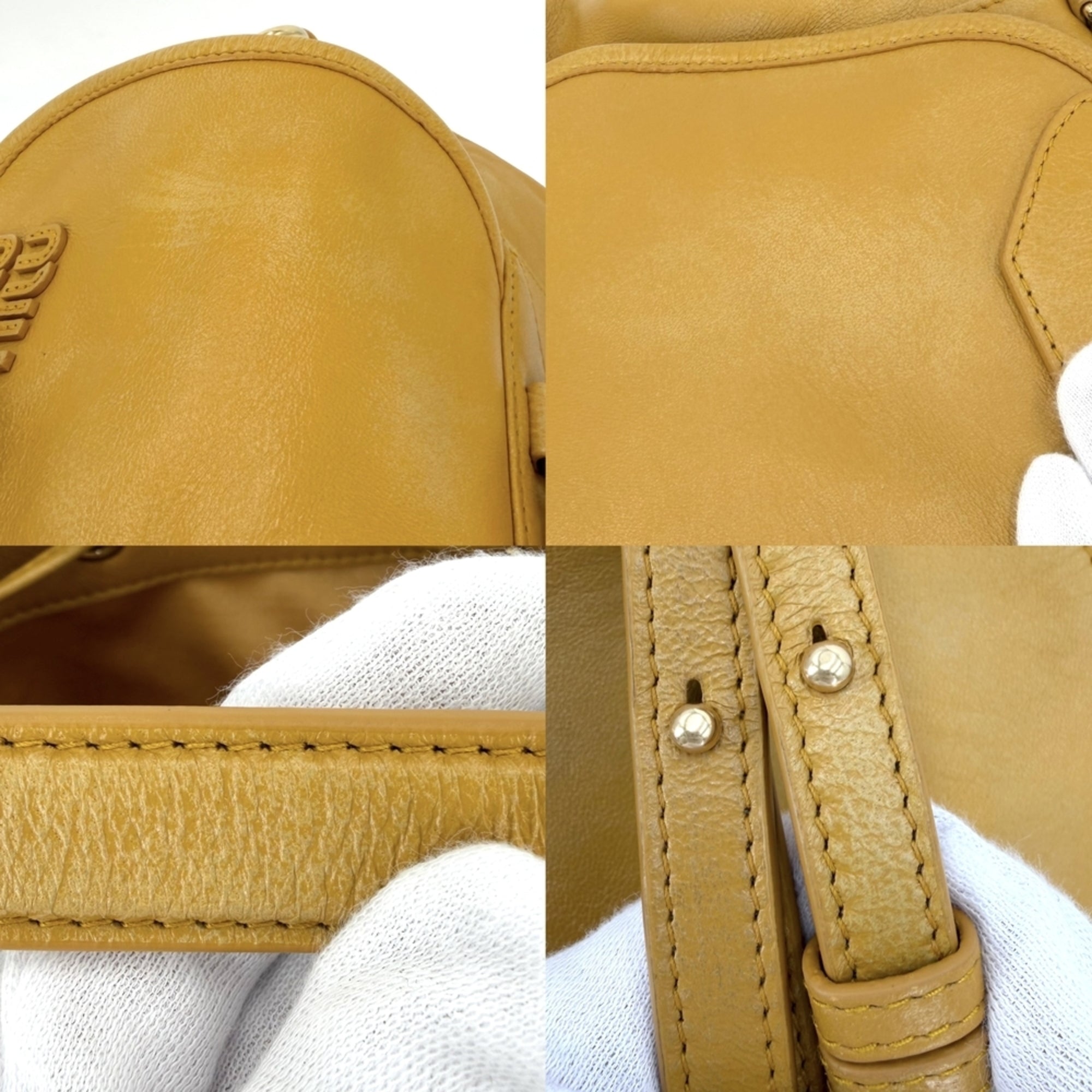 Miu Miu Yellow Leather Backpack Handbag (Pre-Owned)