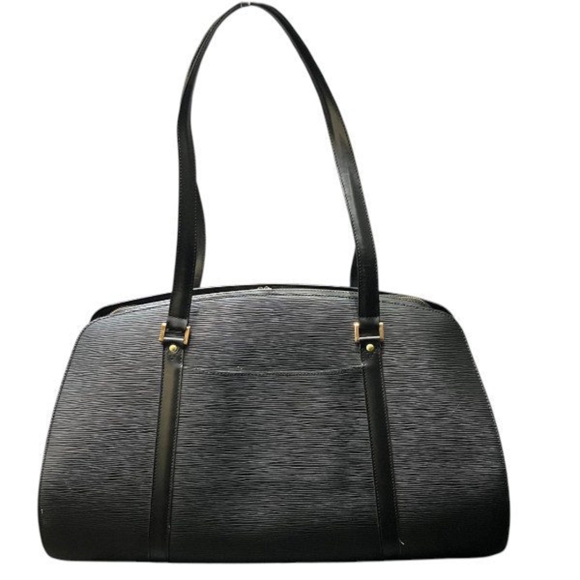 Louis Vuitton Noir Leather Boston Bag Handbag Shoulder Bag (Pre-Owned)
