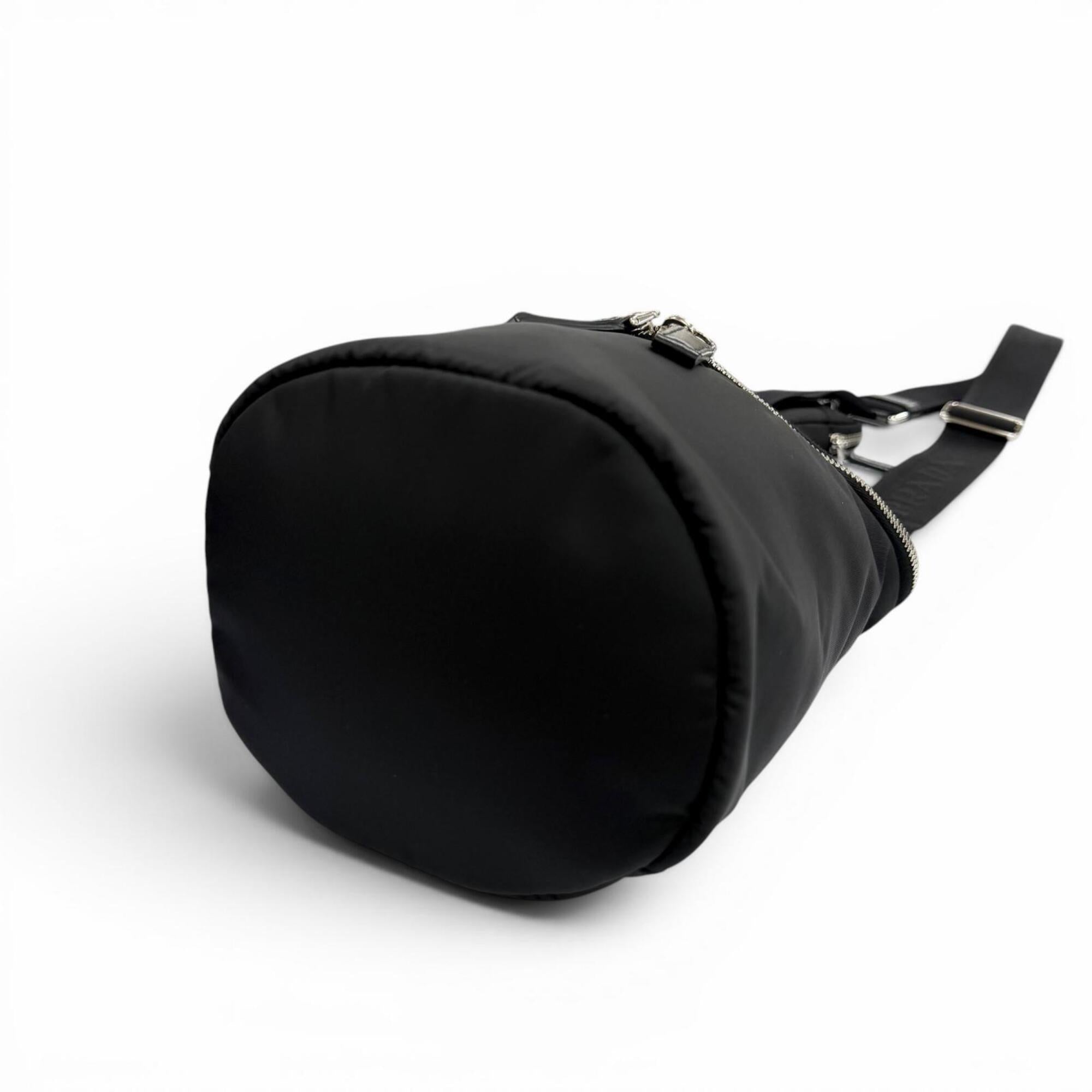 Prada Black Nylon Leather Pouch Shoulder Bag (Pre-Owned)