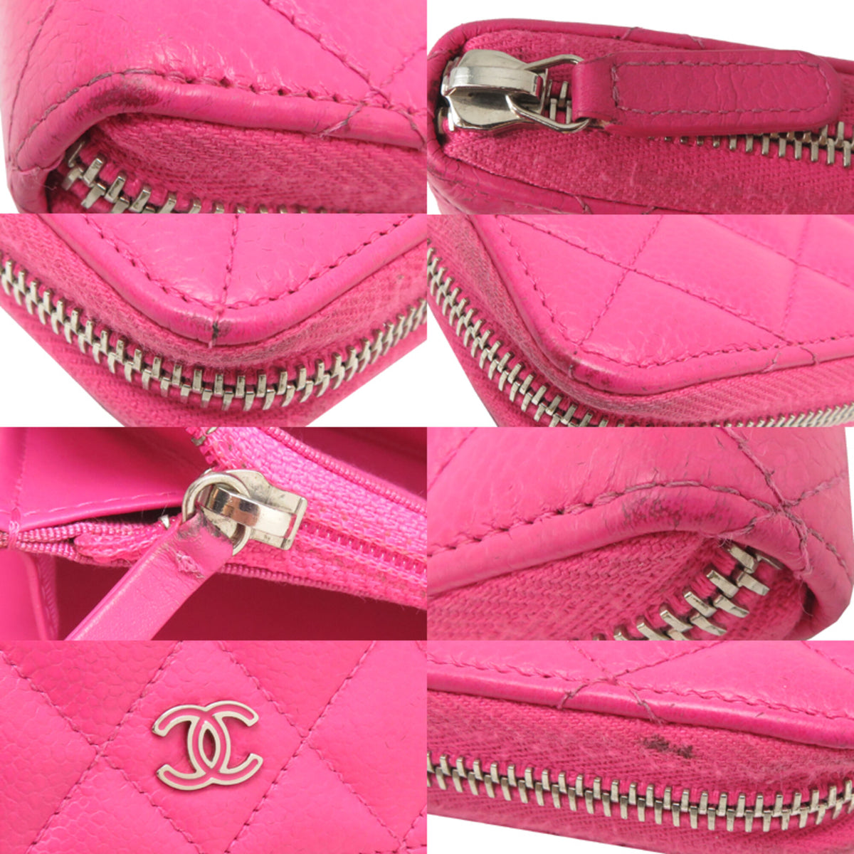 Chanel Pink Grained Calfskin Long Wallet (Bi-Fold) (Pre-Owned)