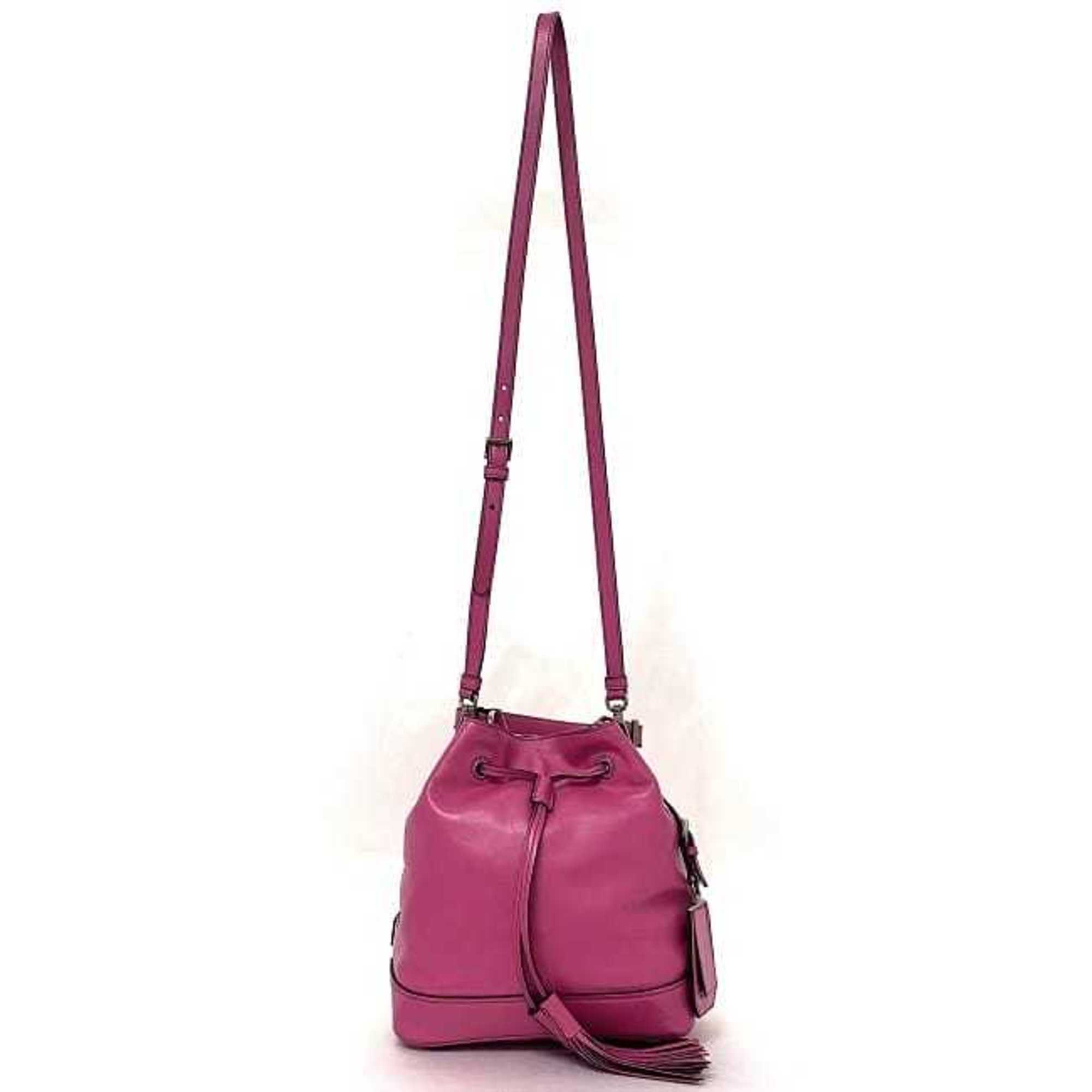 Prada Fuxia Pink Leather Handbag Shoulder Bag (Pre-Owned)
