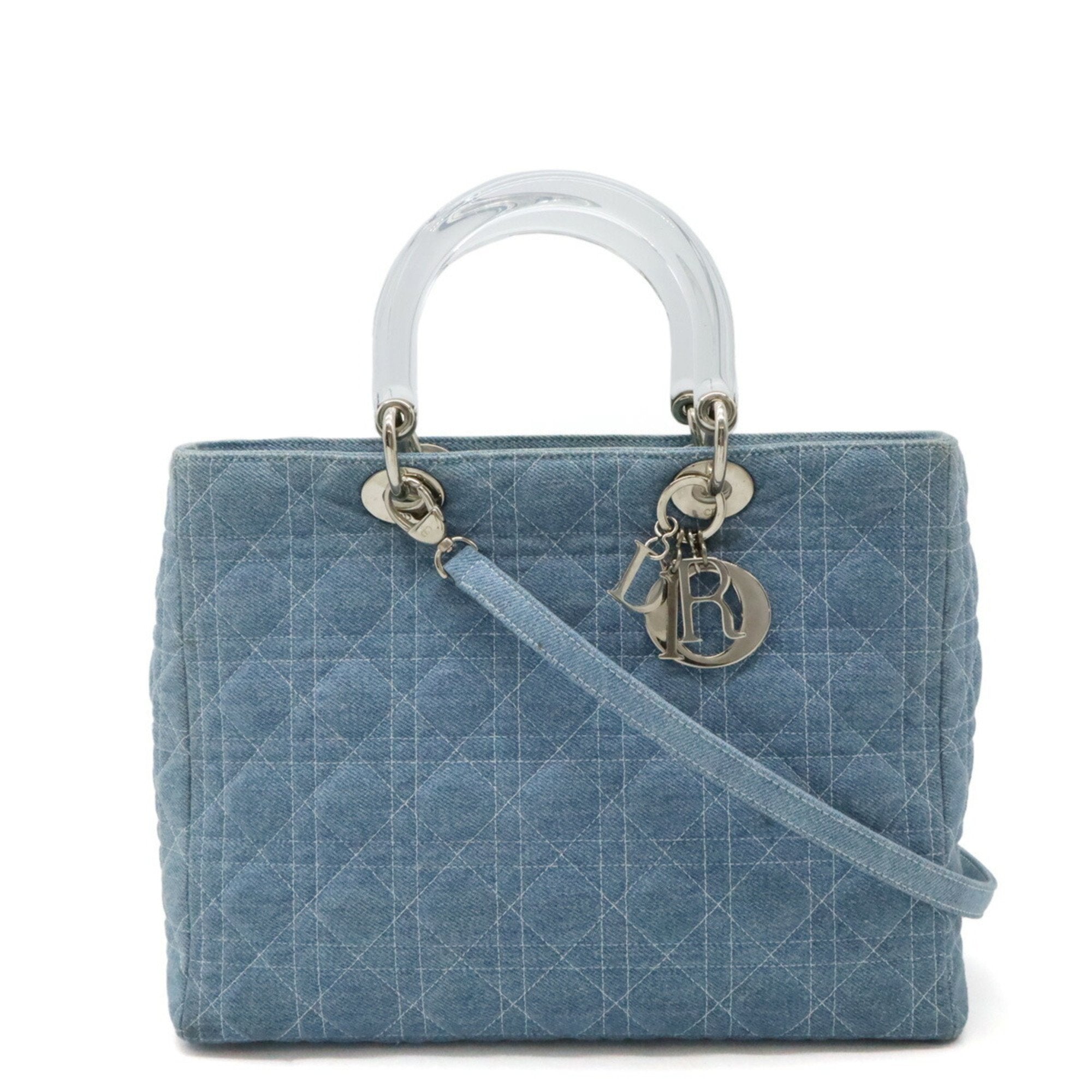Christian Dior Clear Light Blue Denim Plastic Handbag Shoulder Bag (Pre-Owned)