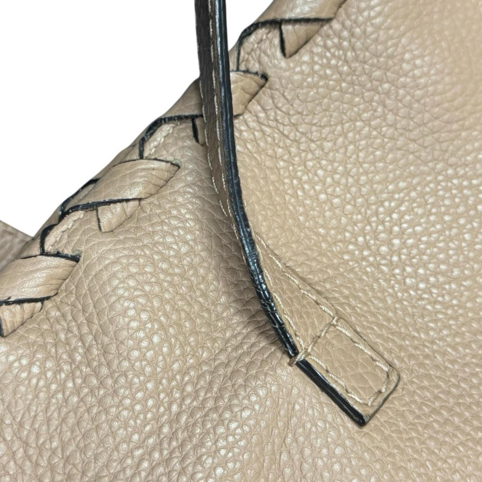 Gucci Bamboo Beige Leather Tote Bag (Pre-Owned)