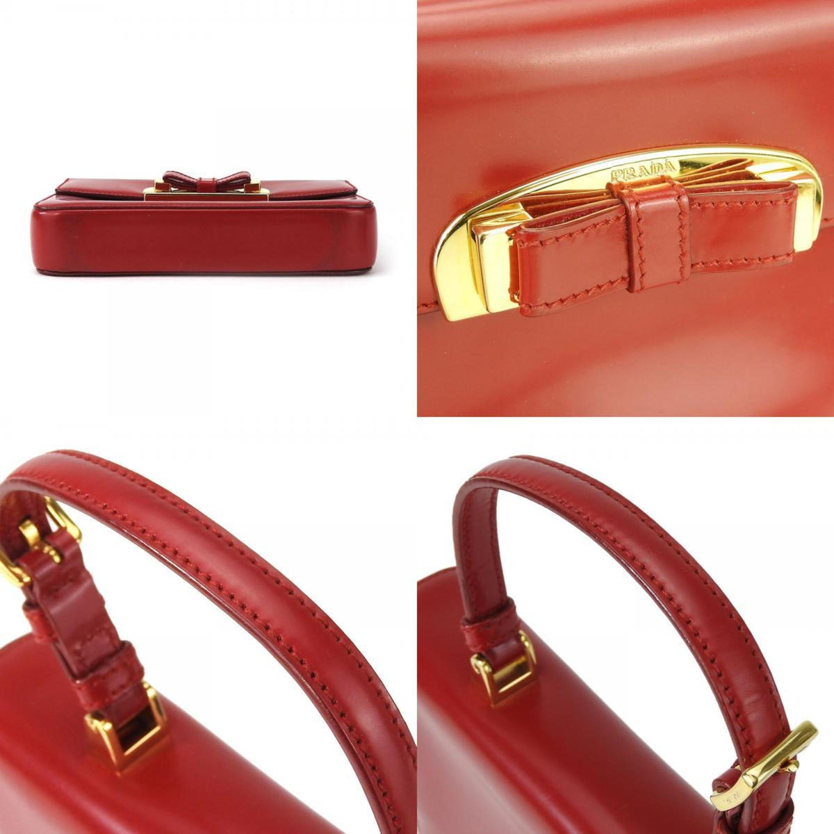 Prada Red Color Leather Handbag (Pre-Owned)
