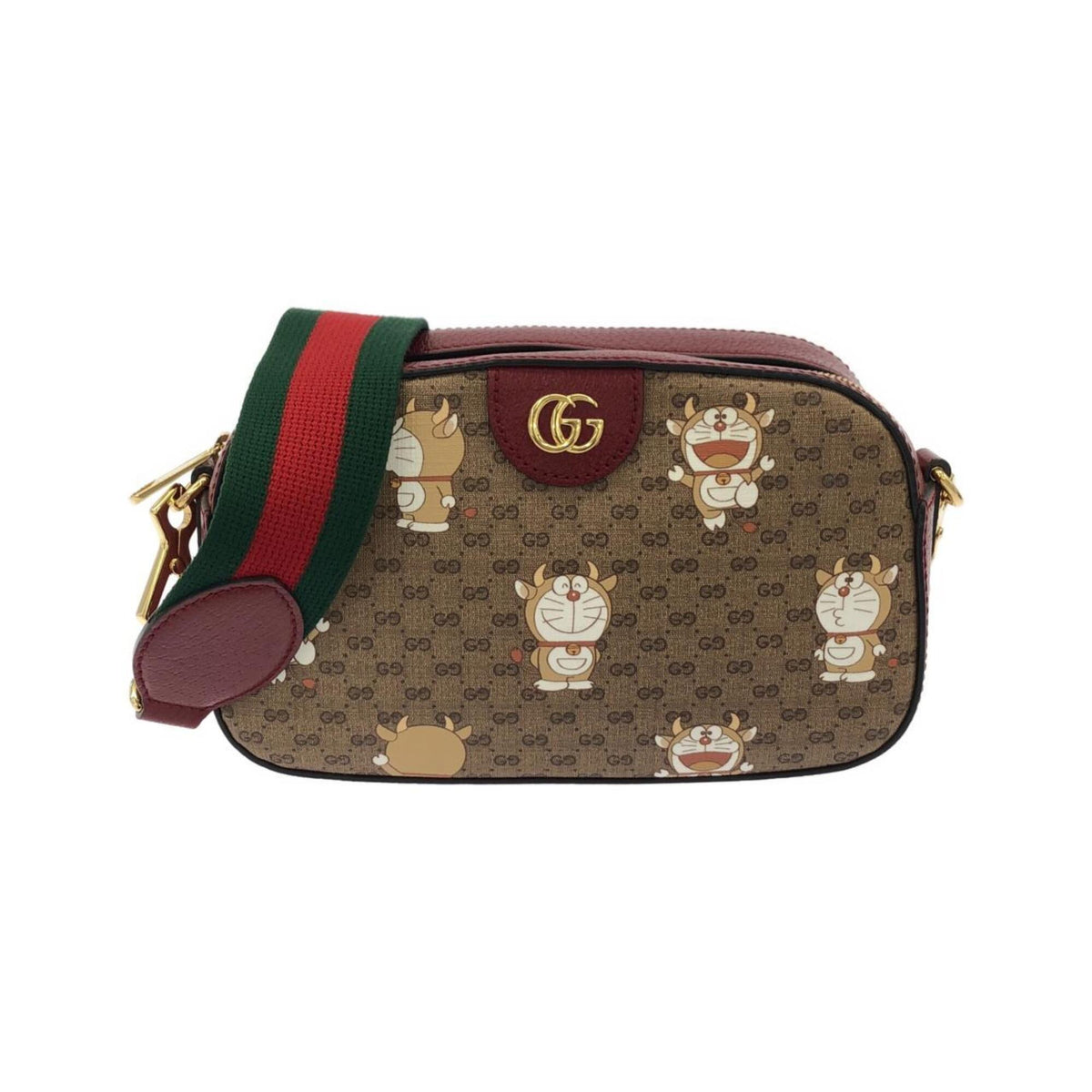 Gucci Beige Cherry Red Gg Supreme Leather Shoulder Bag (Pre-Owned)