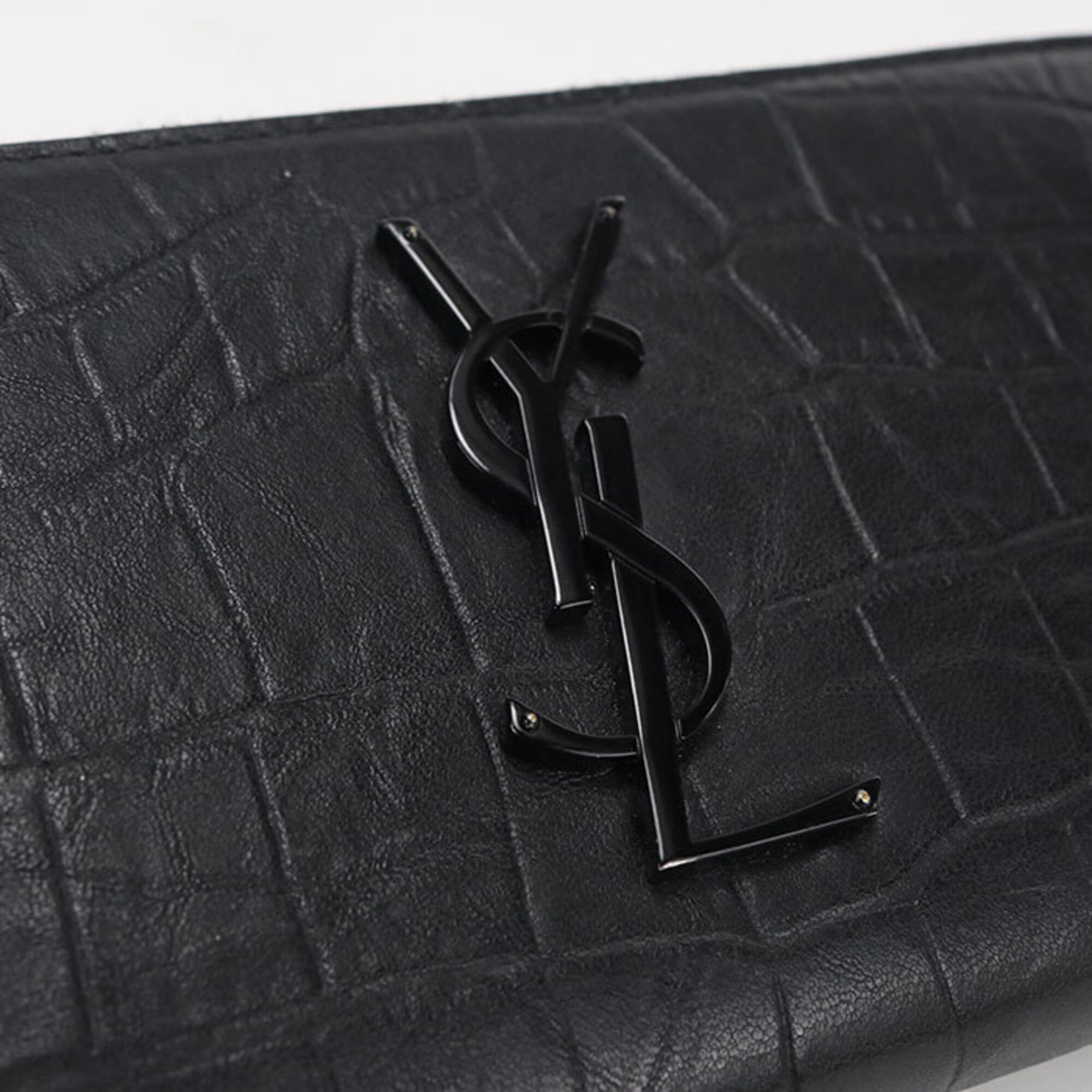 Saint Laurent Black Leather Long Wallet (Bi-Fold) (Pre-Owned)