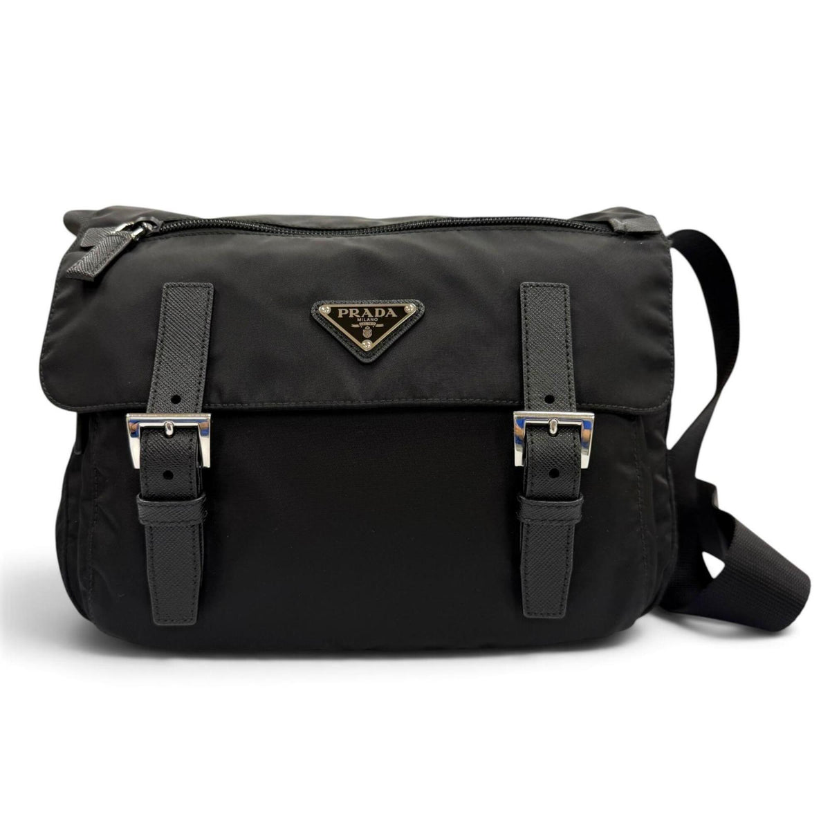 Prada Black Nylon Leather Shoulder Bag (Pre-Owned)