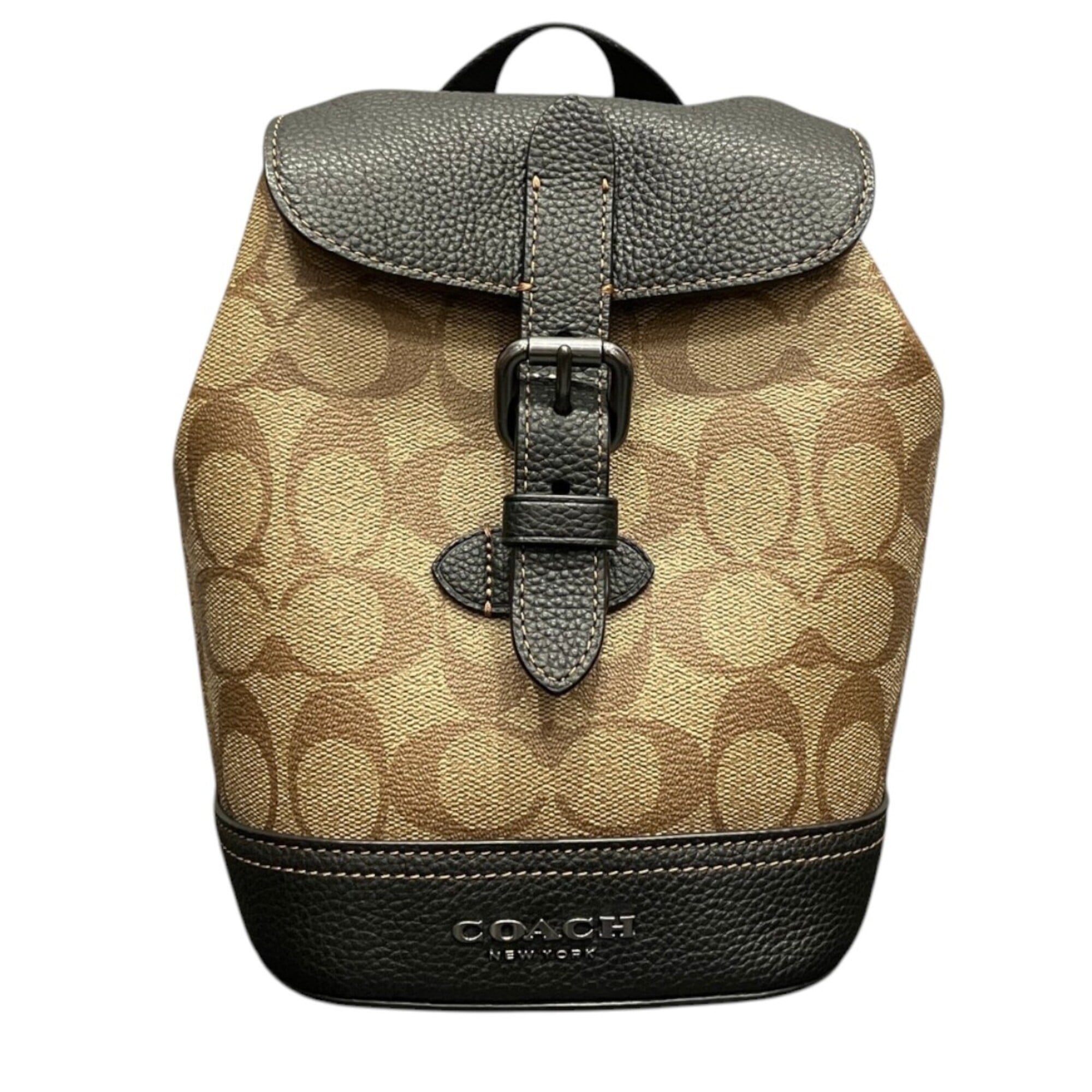 Coach Beige Black Pvc Leather Shoulder Bag (Pre-Owned)