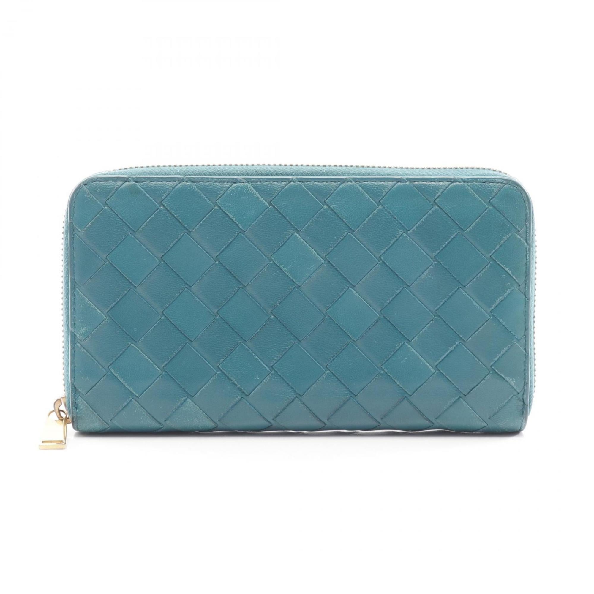 Bottega Veneta Green Leather Long Wallet (Bi-Fold) (Pre-Owned)