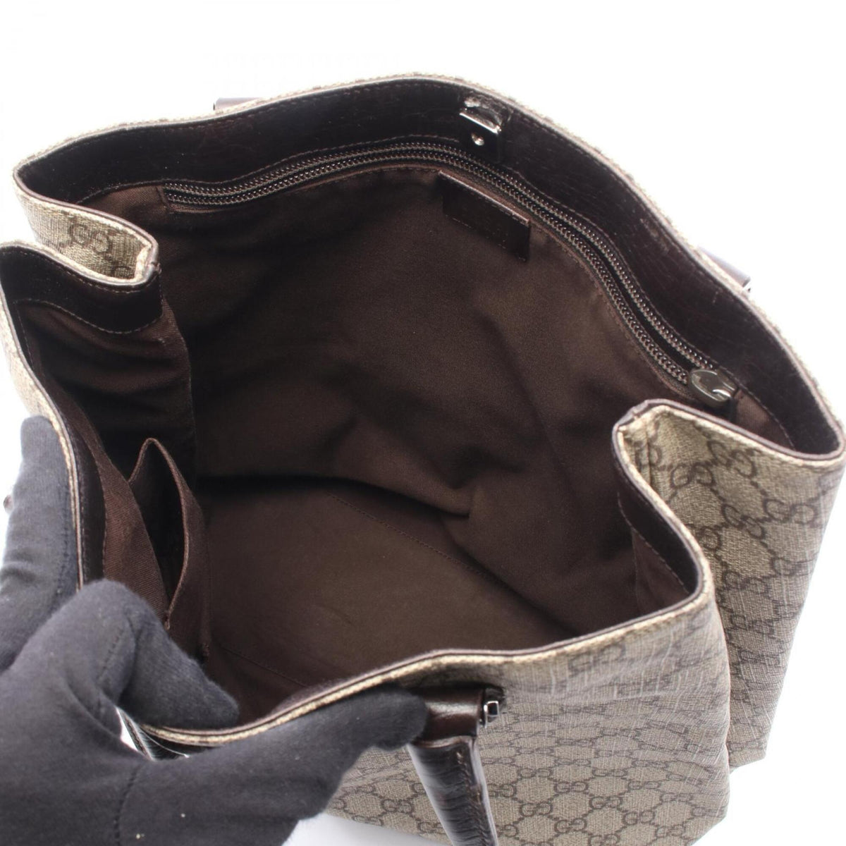 Gucci Beige Brown Pvc Leather Handbag Tote Bag (Pre-Owned)