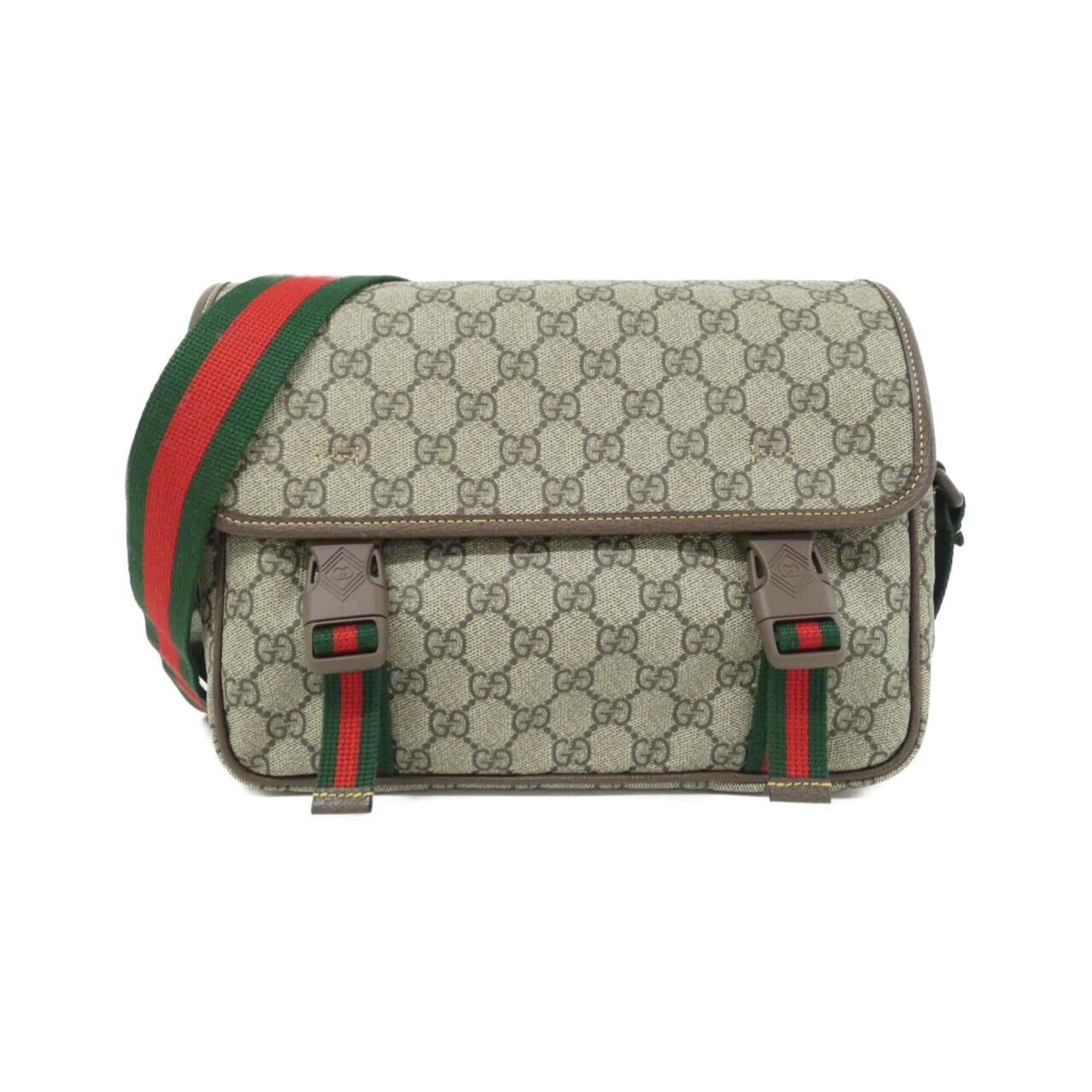 Gucci Beige Brown Gg Supreme Canvas Shoulder Bag (Pre-Owned)