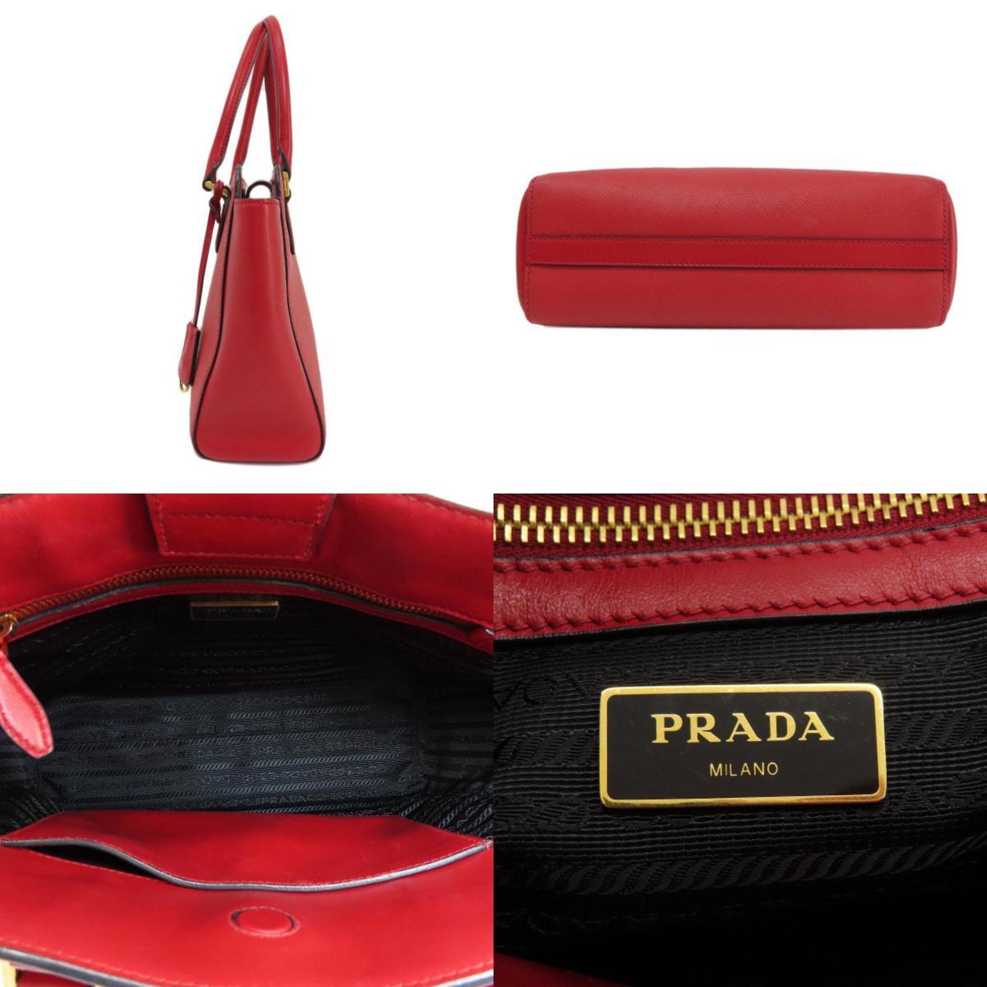 Prada Saffiano Red Color Leather Handbag (Pre-Owned)
