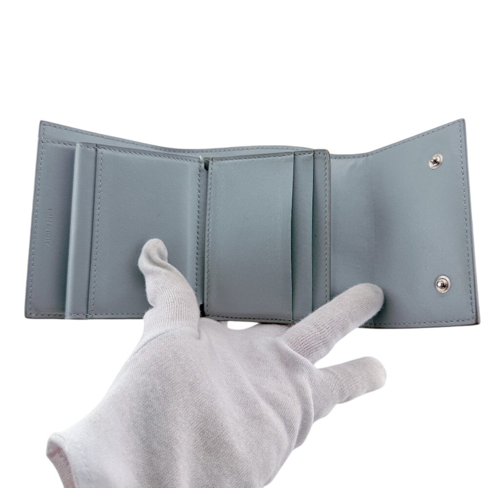 Celine Blue Light Blue Leather Wallet (Tri-Fold) (Pre-Owned)