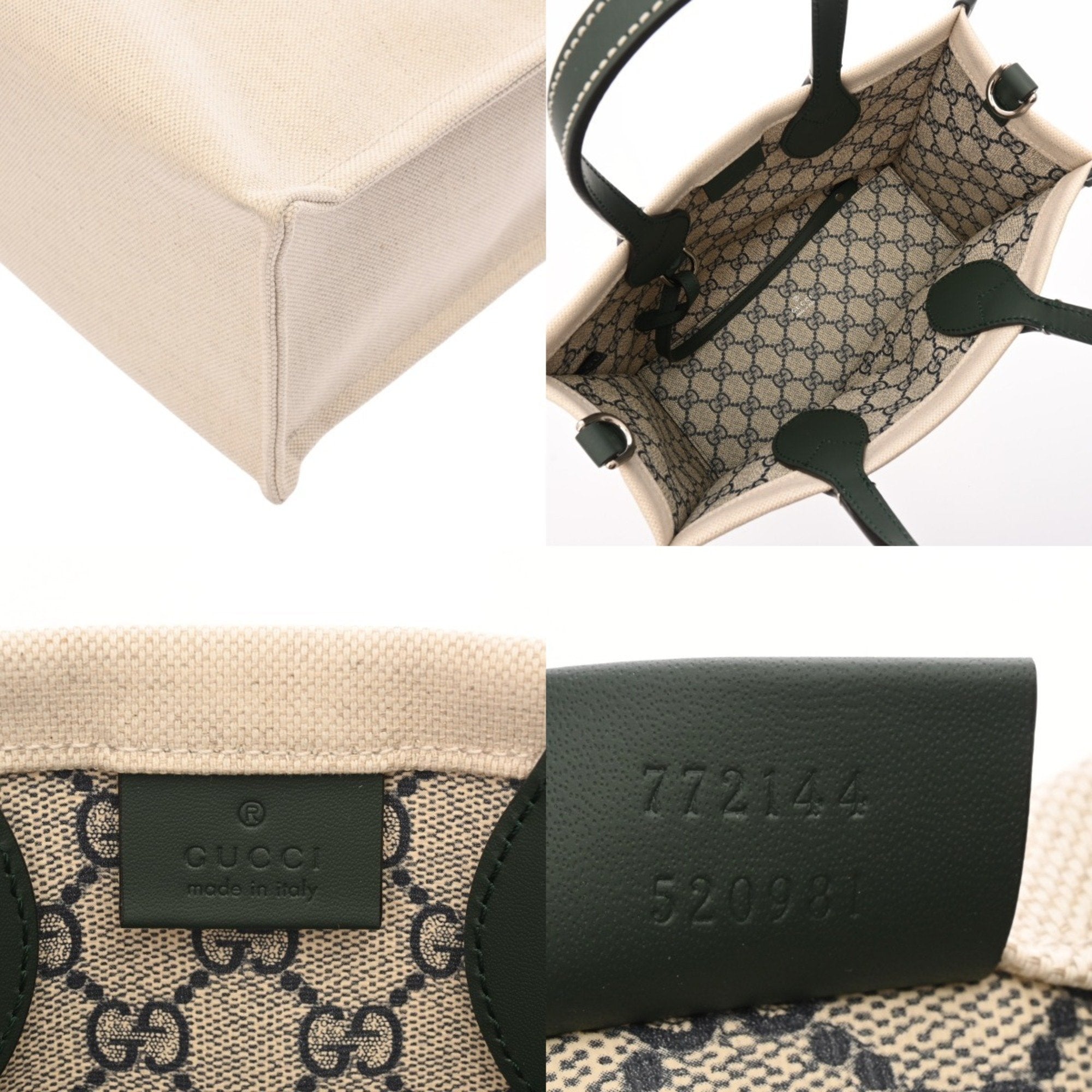 Gucci Beige Canvas Leather Handbag (Pre-Owned)