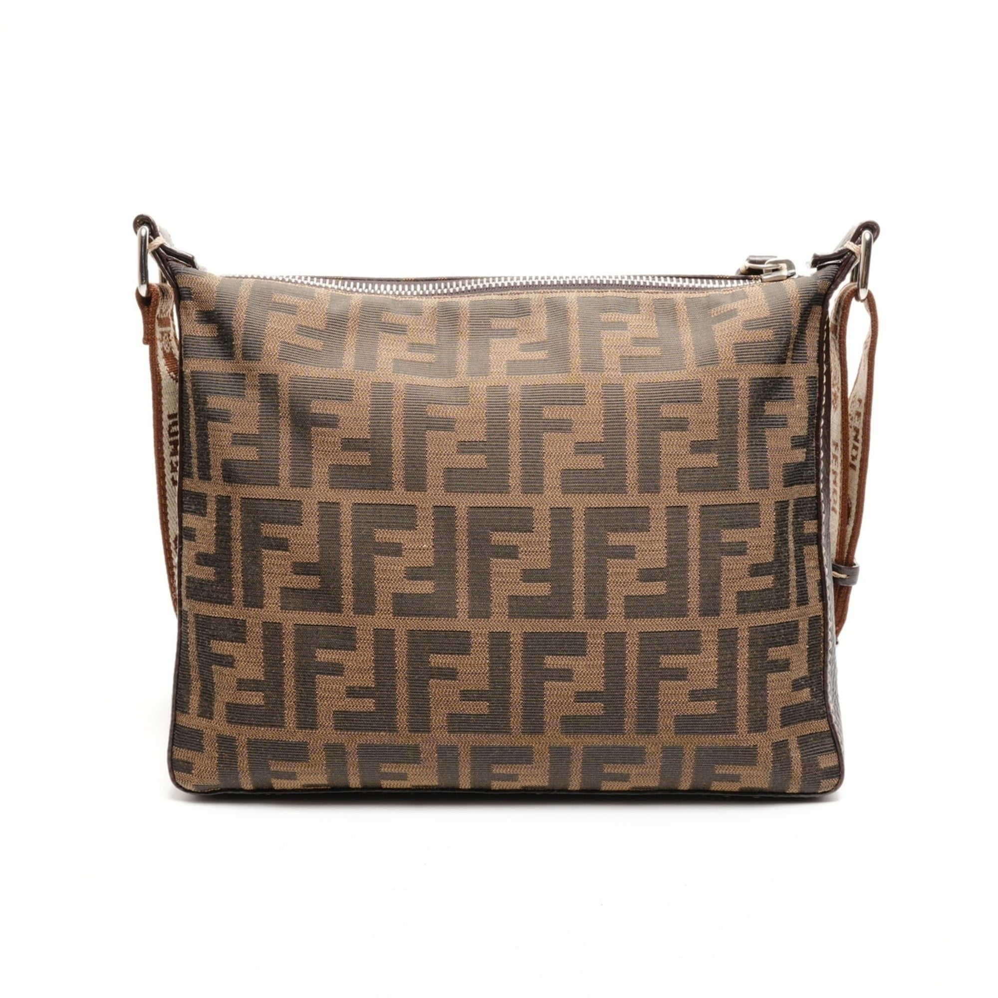 Fendi Zucca Brown Canvas Shoulder Bag (Pre-Owned)
