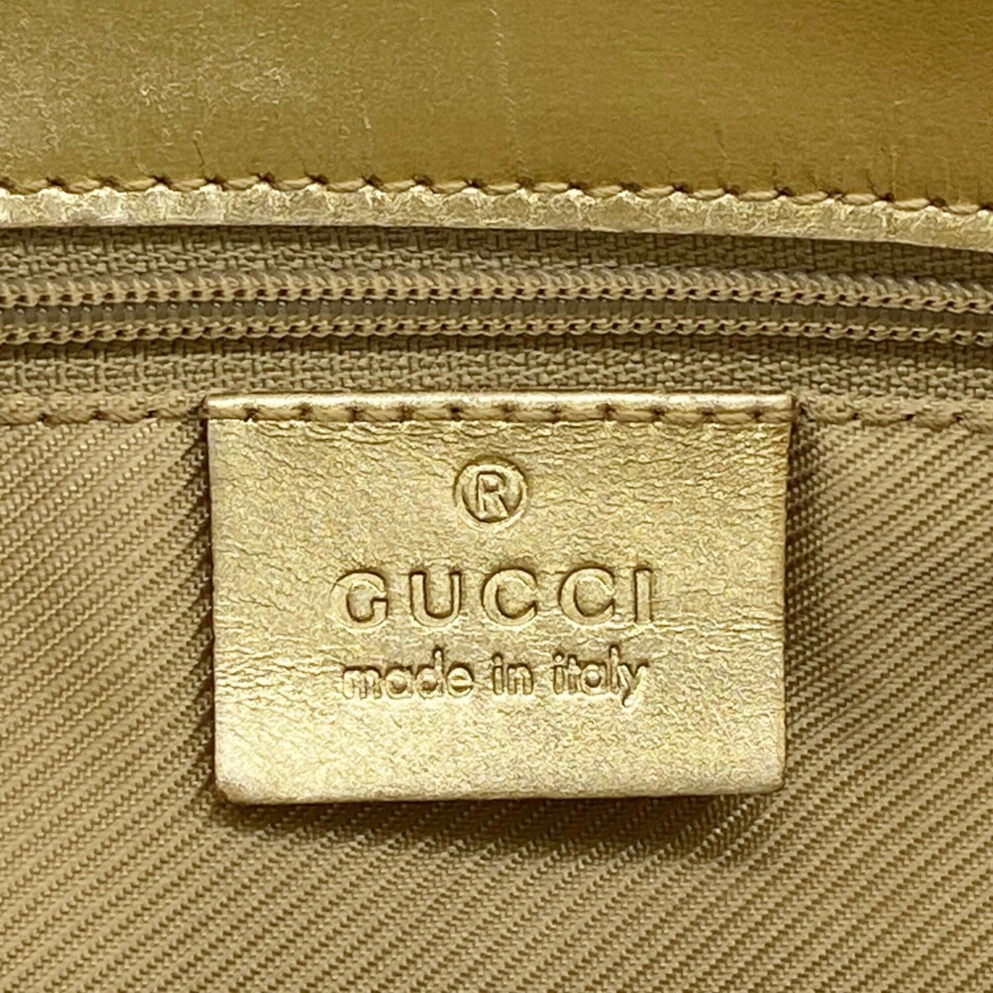 Gucci Gold Green Canvas Tote Bag (Pre-Owned)