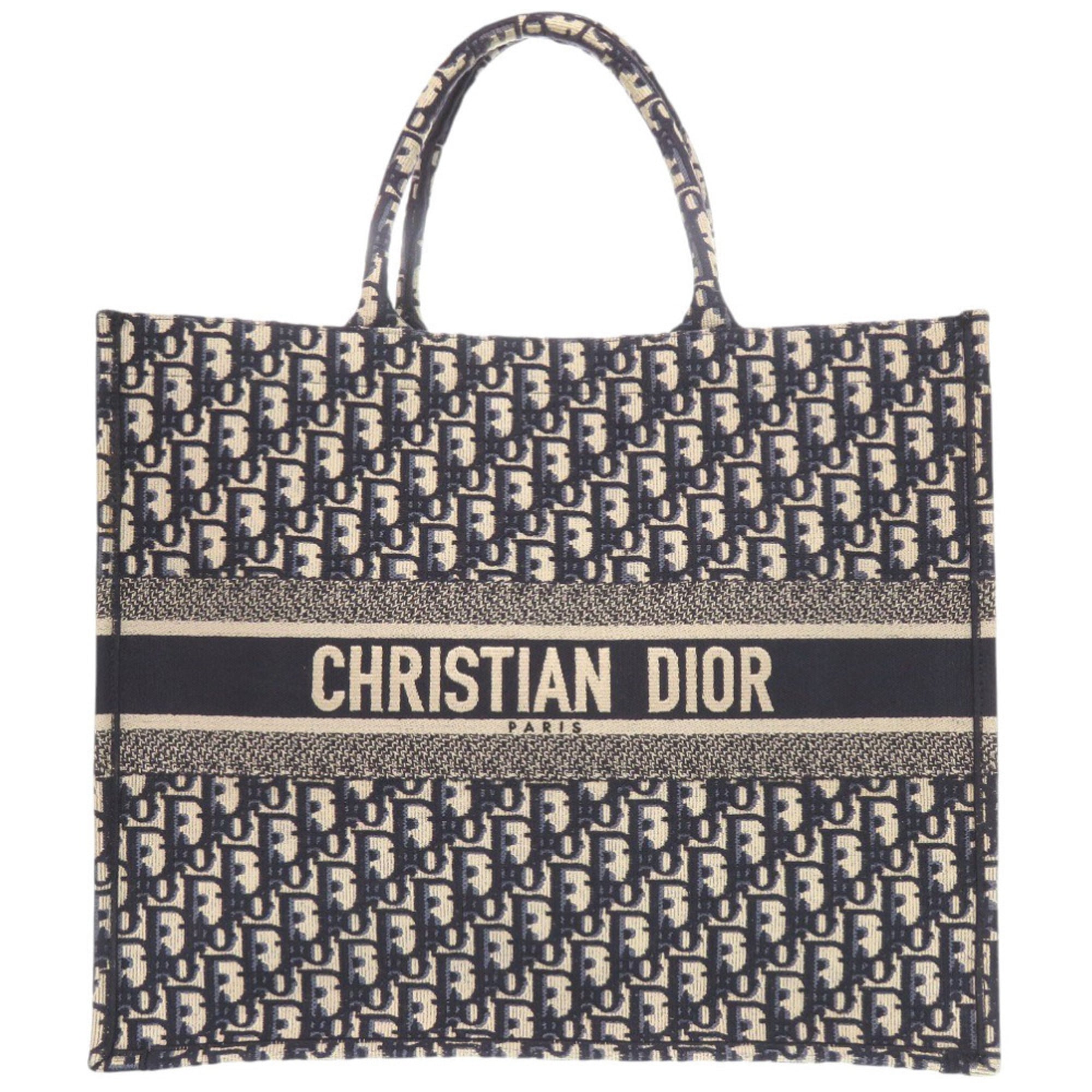 Christian Dior Beige Navy Canvas Tote Bag (Pre-Owned)