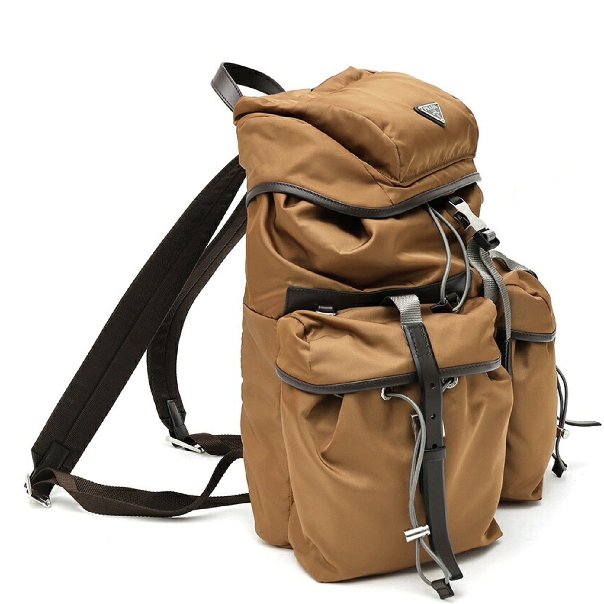Prada Brown Nylon Leather Backpack (Pre-Owned)