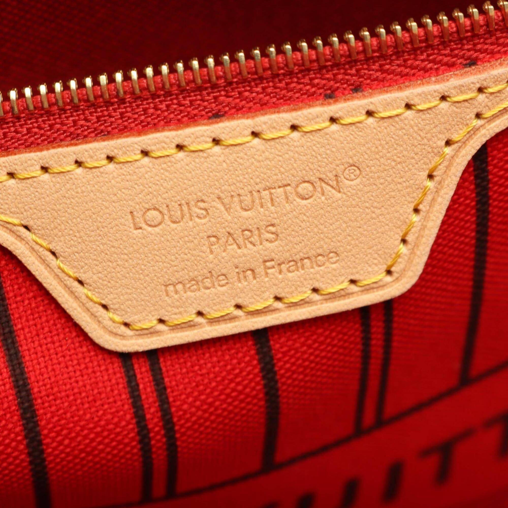 Louis Vuitton Brown Coated Canvas Leather Handbag Pouch Tote Bag (Pre-Owned)