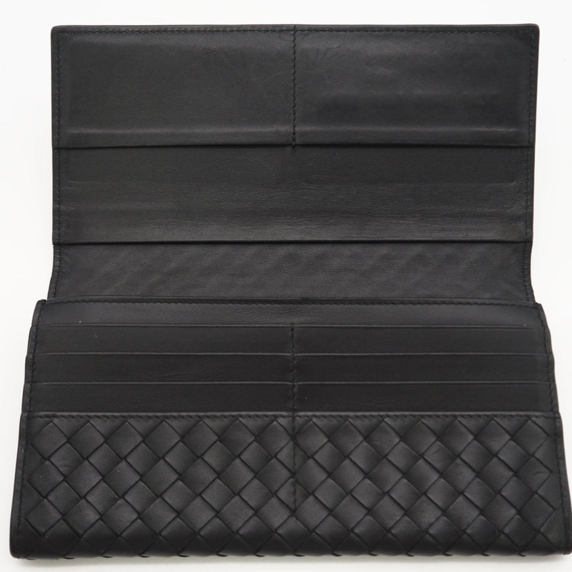 Bottega Veneta Black Leather Long Wallet (Bi-Fold) (Pre-Owned)