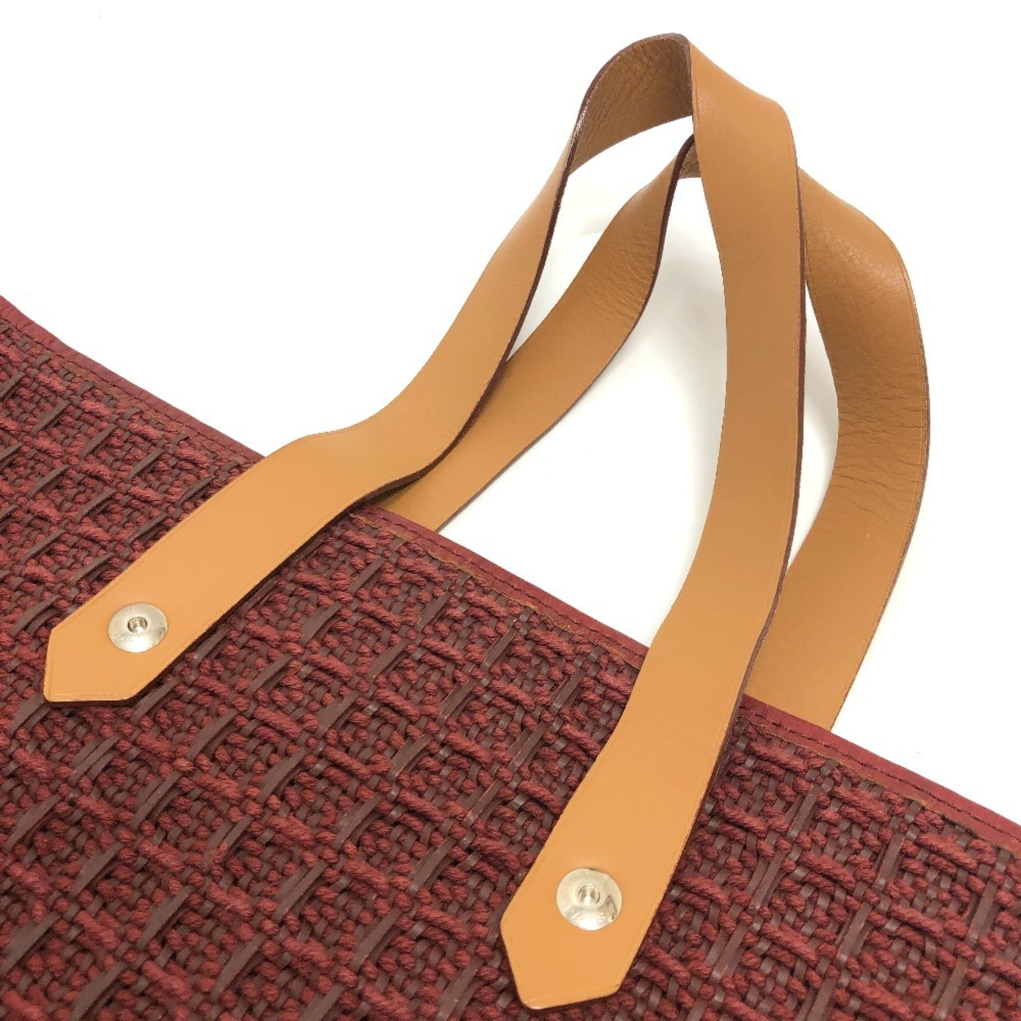 Hermes Ahmedabad Brown Canvas Handbag Tote Bag (Pre-Owned)