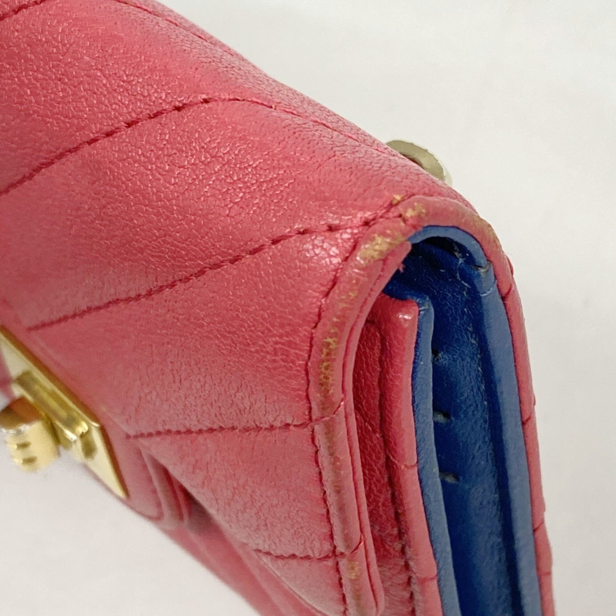 Chanel Pink Grained Calfskin Wallet (Tri-Fold) (Pre-Owned)