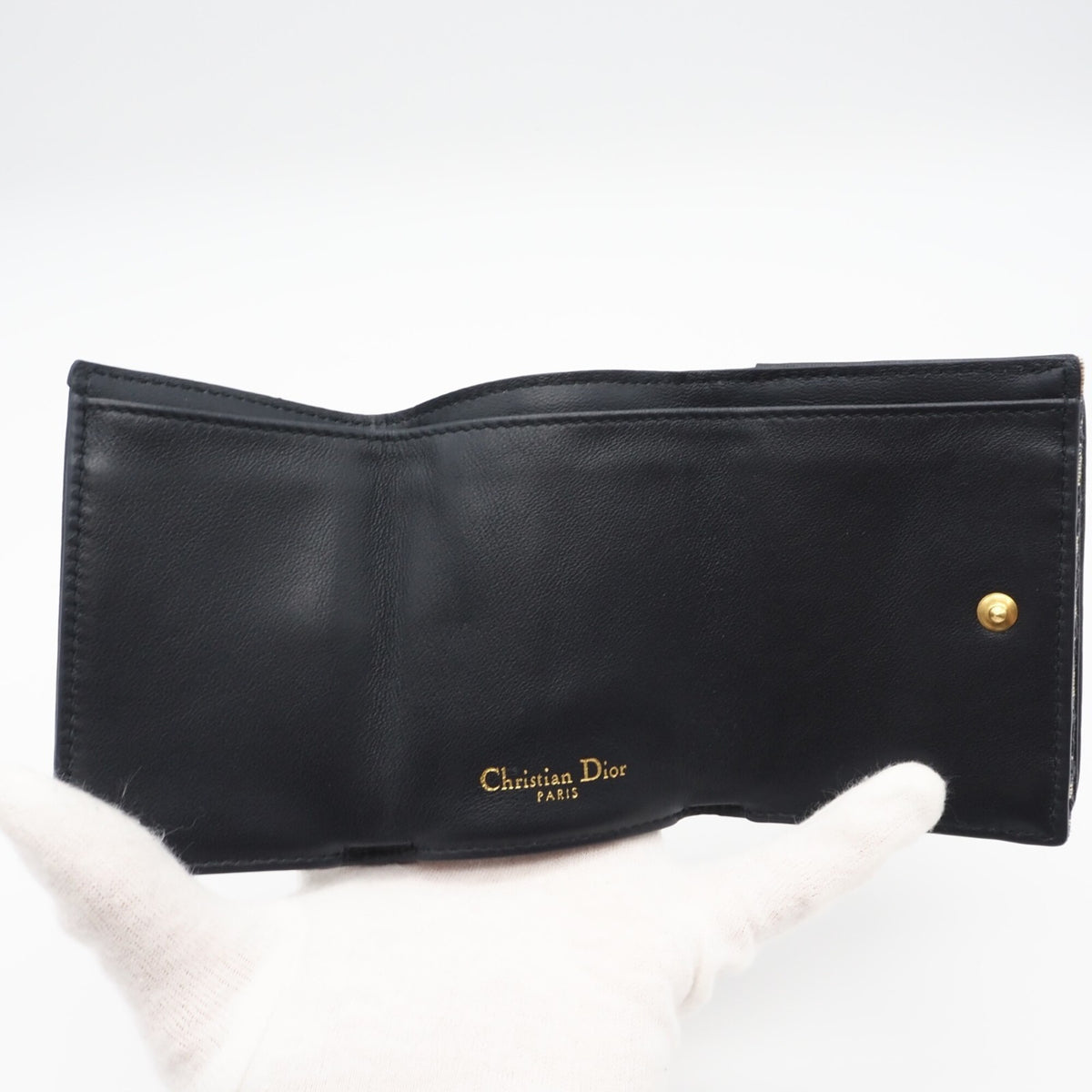 Christian Dior Gray Navy Canvas Wallet (Tri-Fold) (Pre-Owned)