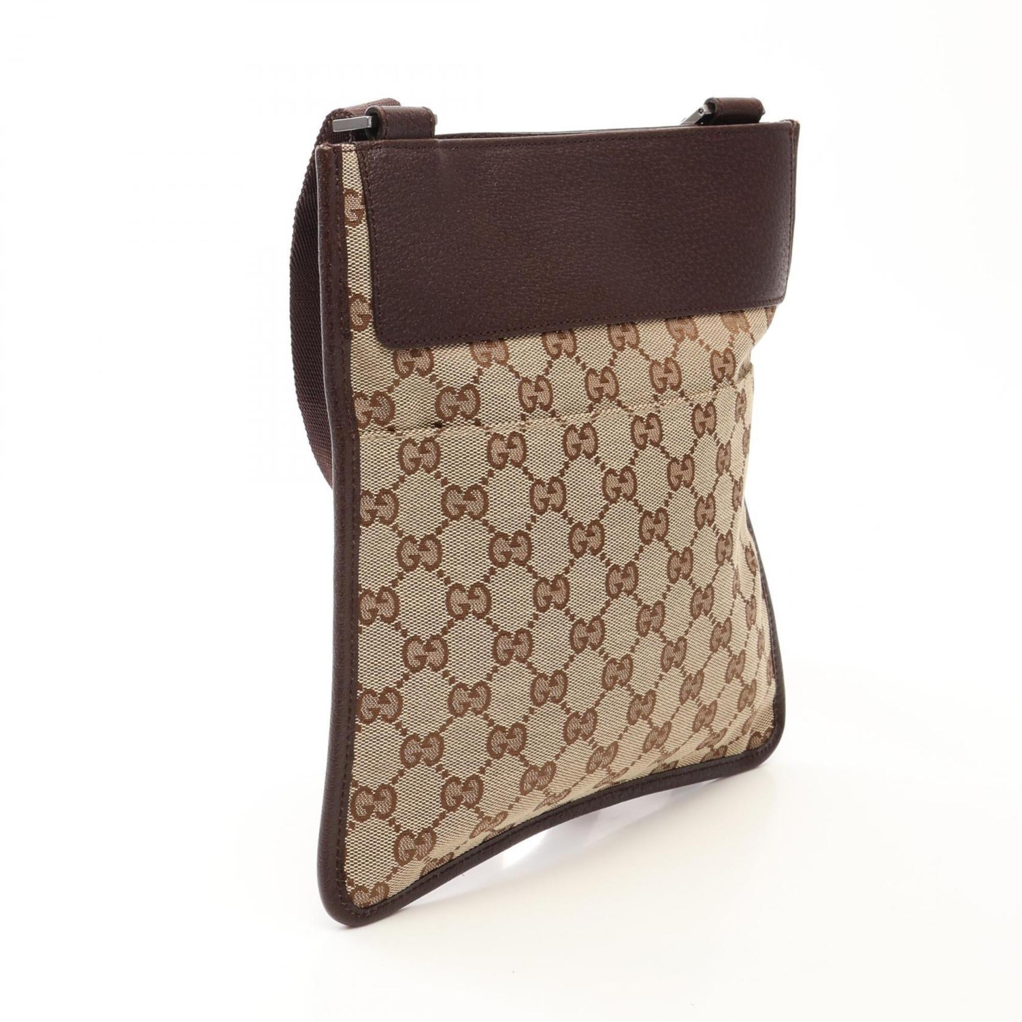 Gucci Gg Canvas Beige Brown Gg Canvas Leather Handbag Shoulder Bag (Pre-Owned)