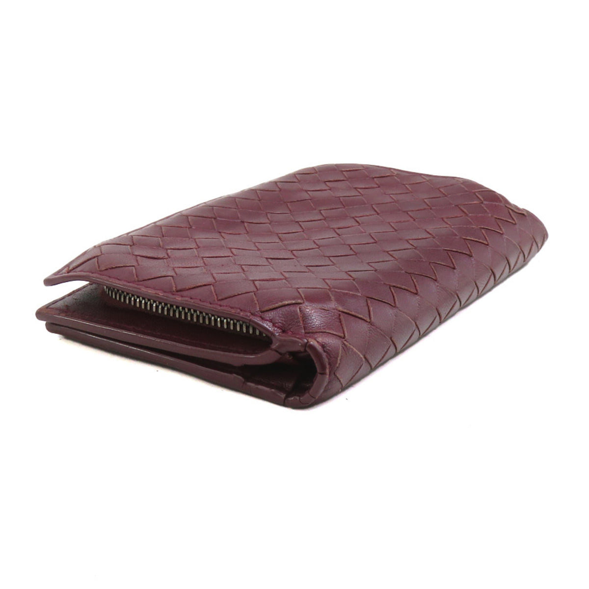Bottega Veneta Burgundy Intrecciato Wallet (Bi-Fold) (Pre-Owned)