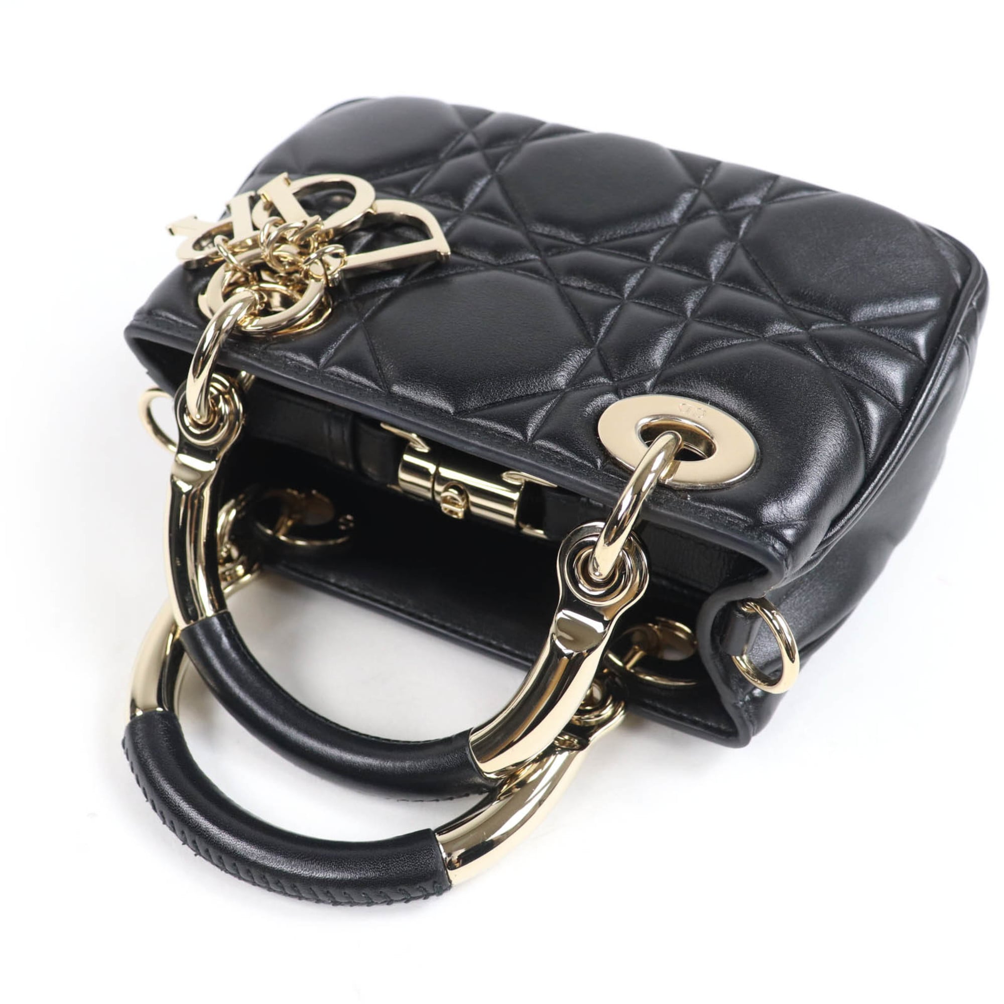 Christian Dior Black Leather Handbag Shoulder Bag (Pre-Owned)