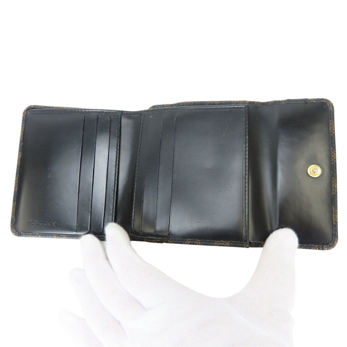 Celine Macadam Black Brown Pvc Leather Wallet (Tri-Fold) (Pre-Owned)