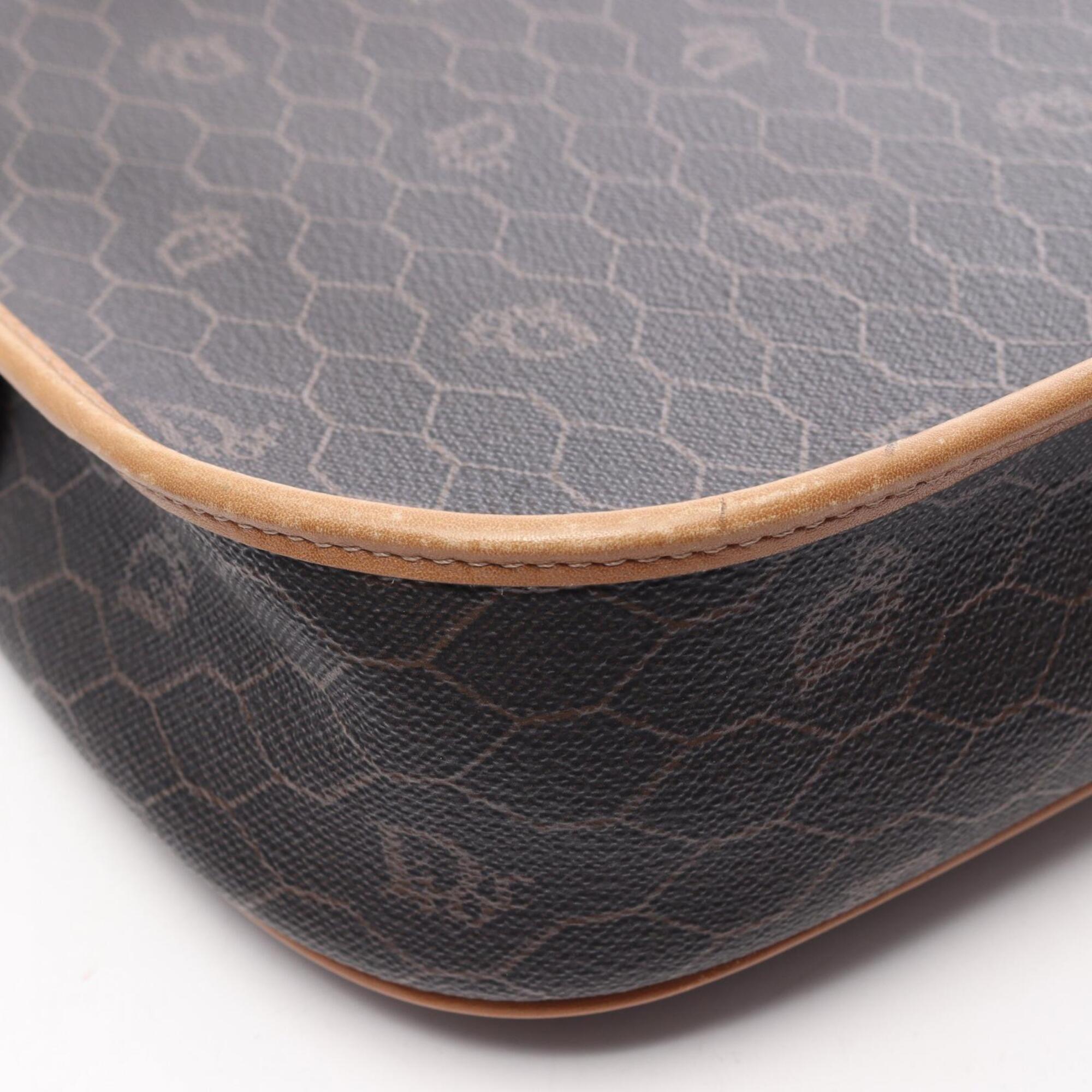 Christian Dior Black Brown Coated Canvas Leather Handbag Shoulder Bag (Pre-Owned)