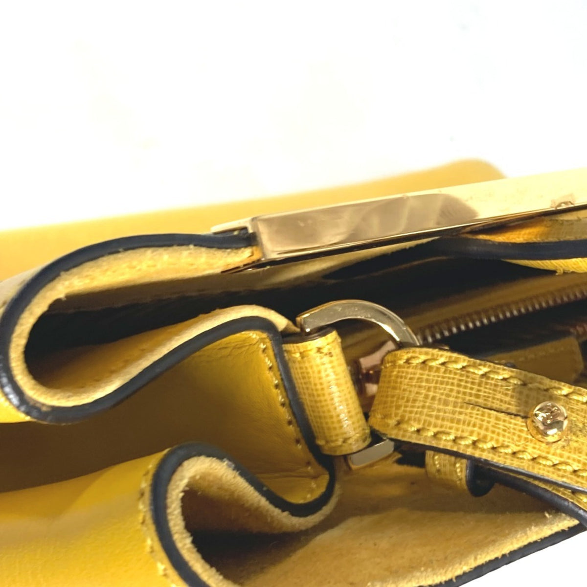 Fendi Yellow Leather Handbag Shoulder Bag Tote Bag (Pre-Owned)