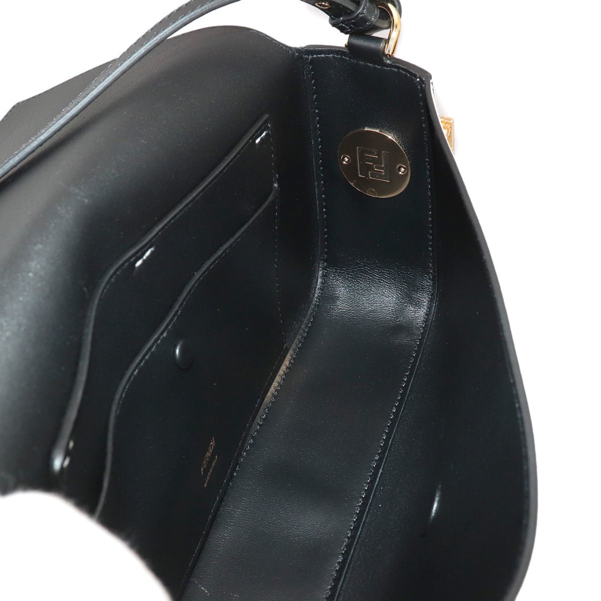 Fendi Black White Leather Handbag (Pre-Owned)
