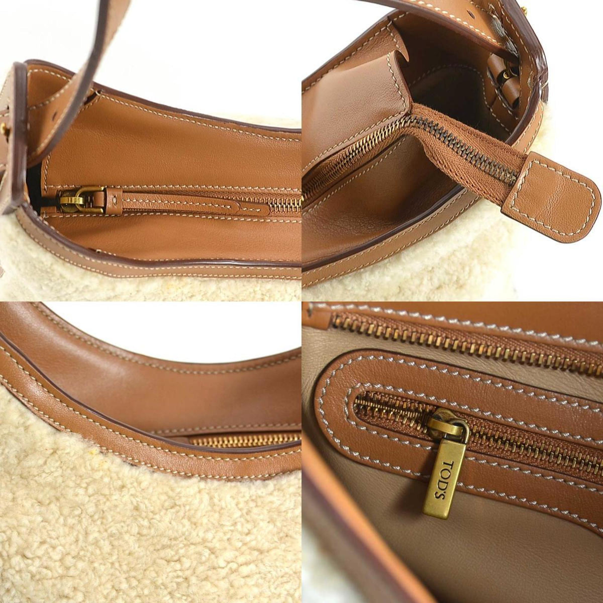Tod's Beige Brown Leather Shoulder Bag (Pre-Owned)
