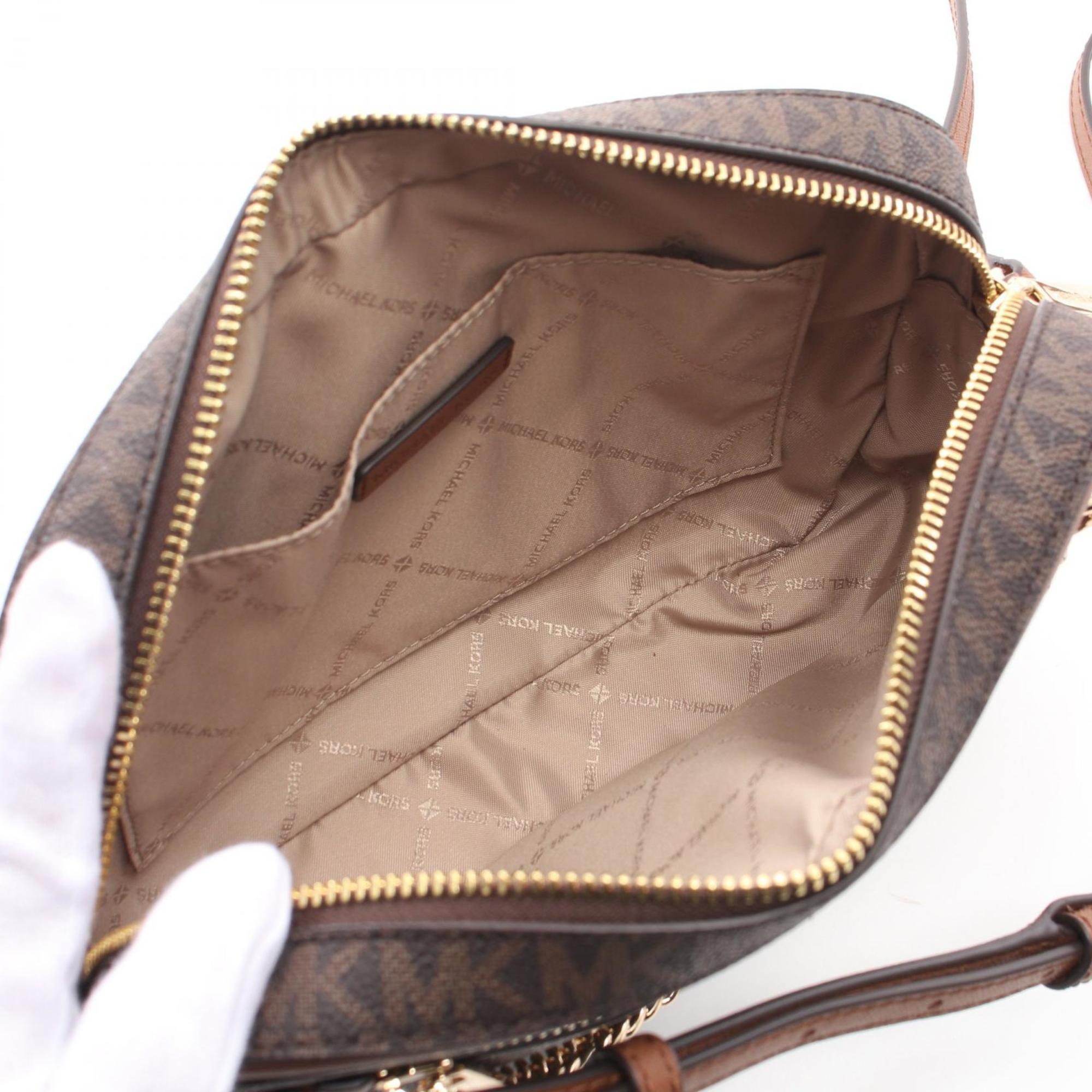 Michael Kors Brown Coated Canvas Leather Shoulder Bag (Pre-Owned)
