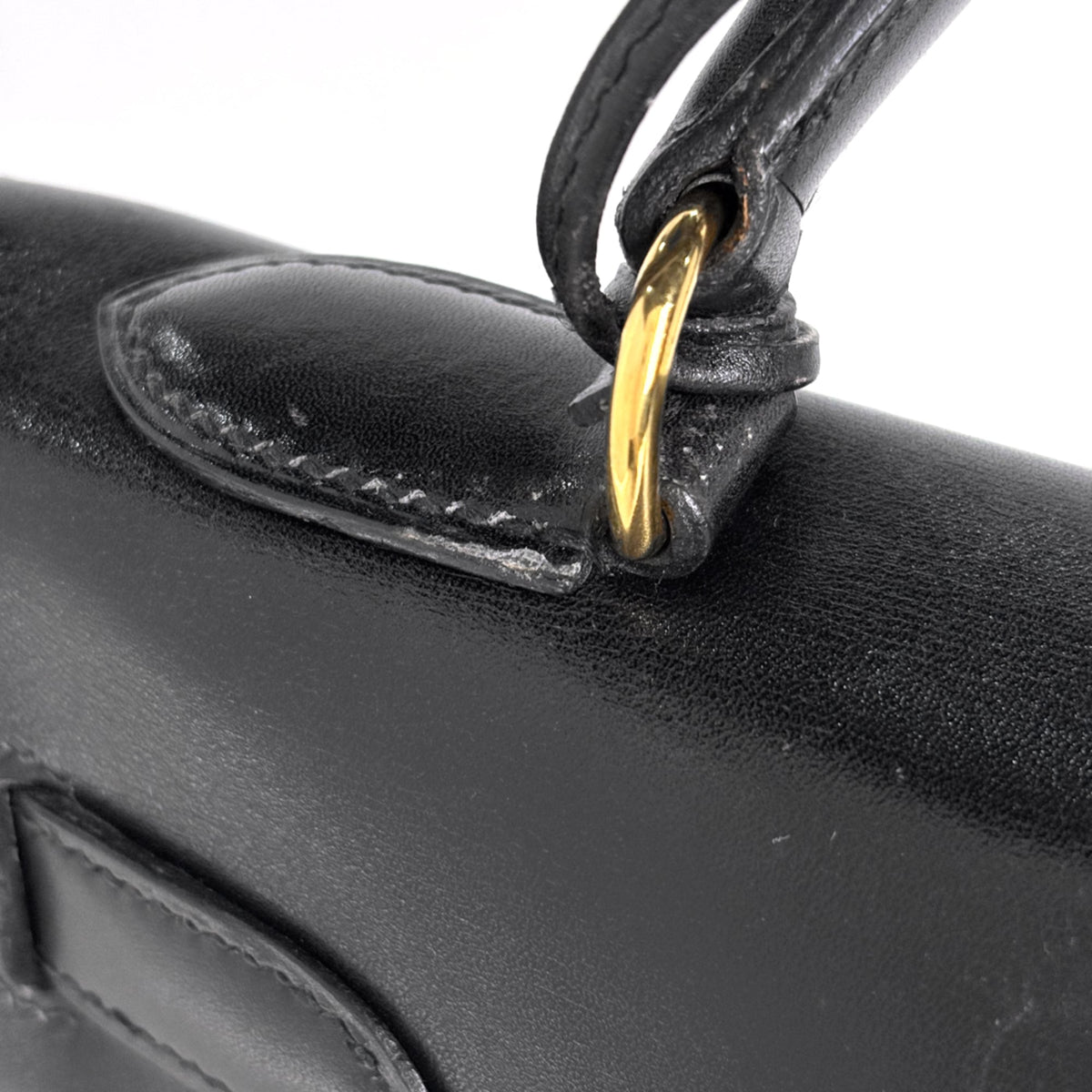 Hermes Kelly Black Box Calf Leather Handbag (Pre-Owned)