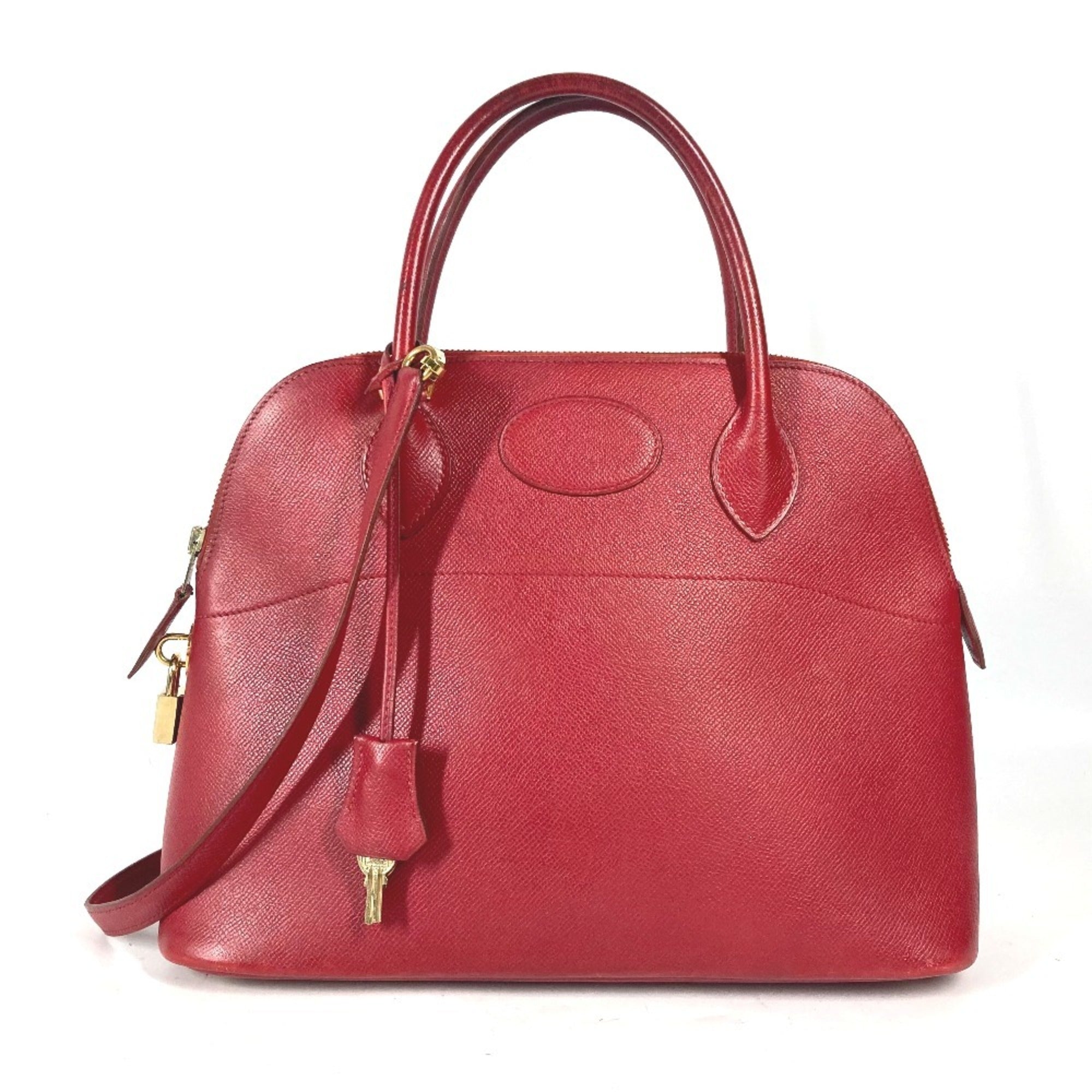 Hermes Red Color Courchevel Leather Handbag Shoulder Bag Tote Bag (Pre-Owned)