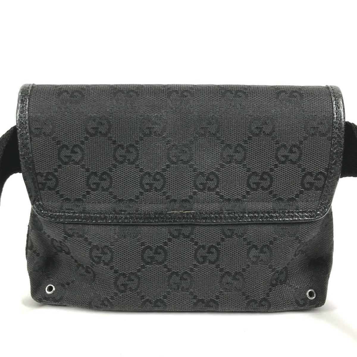 Gucci Black Gg Canvas Leather Fanny Pack (Pre-Owned)