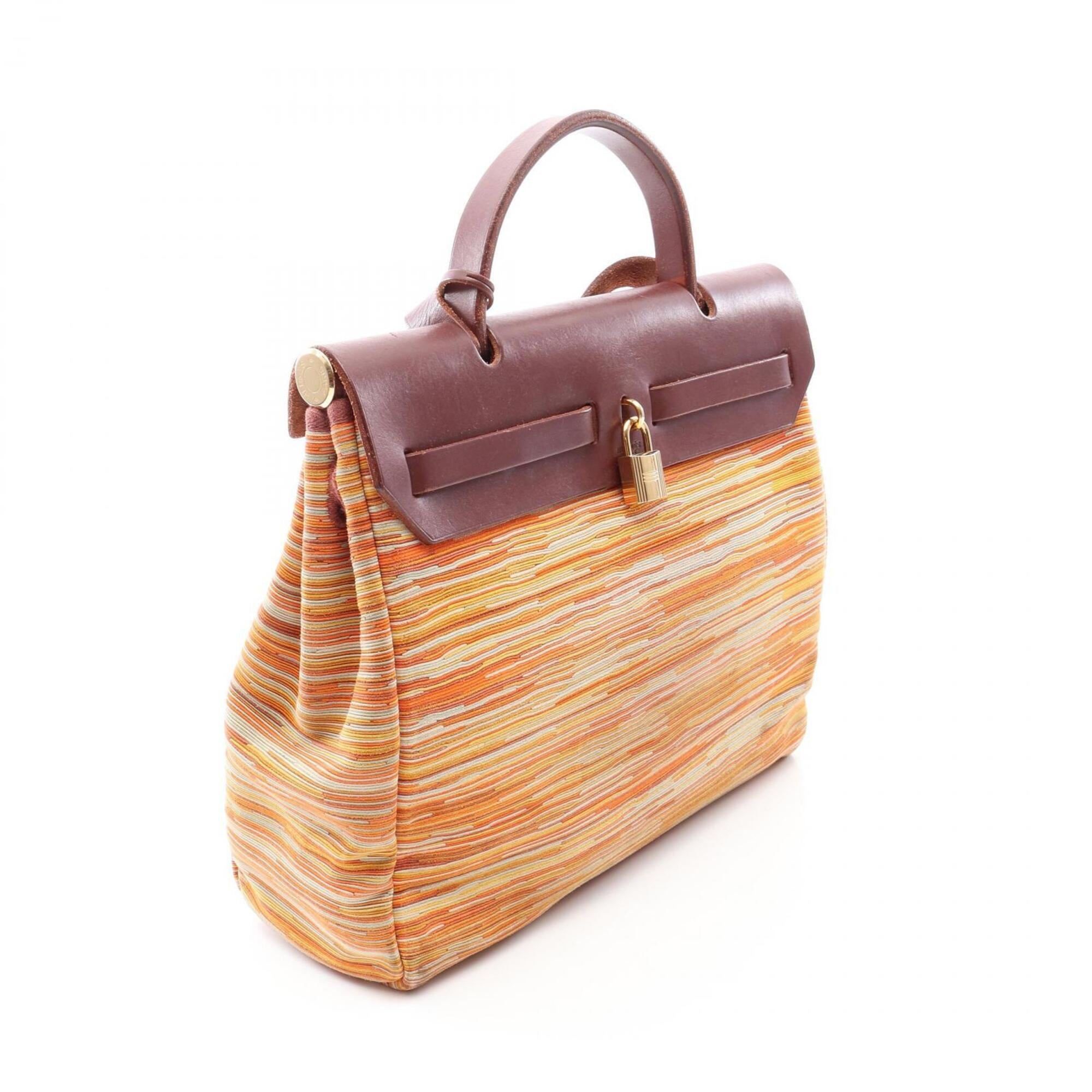 Hermes Brown Multi-Color Vibrato Leather Handbag (Pre-Owned)