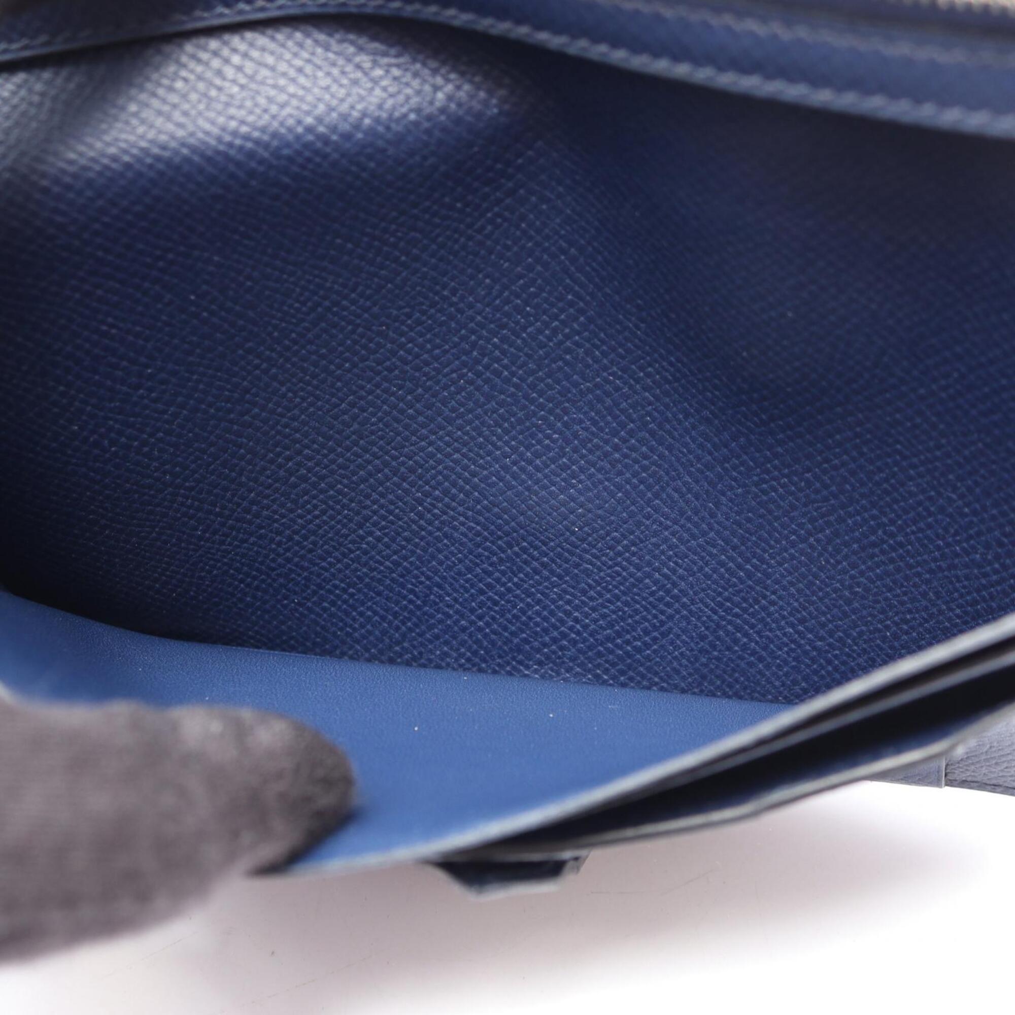 Hermes Bleu Saphir Blue Blue Paradise Navy Epsom Leather Long Wallet (Bi-Fold) (Pre-Owned)