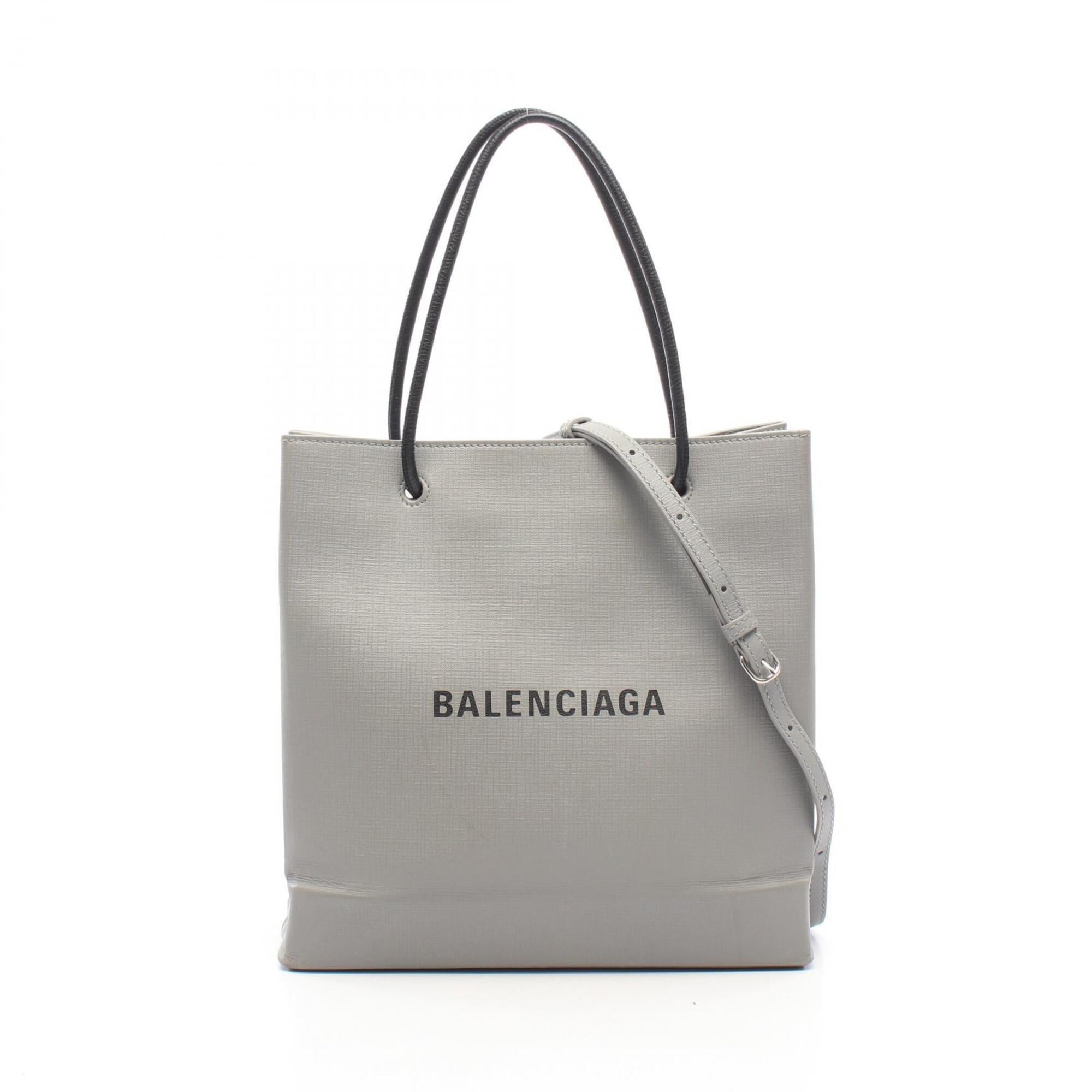 Balenciaga Black Gray Leather Handbag Tote Bag (Pre-Owned)